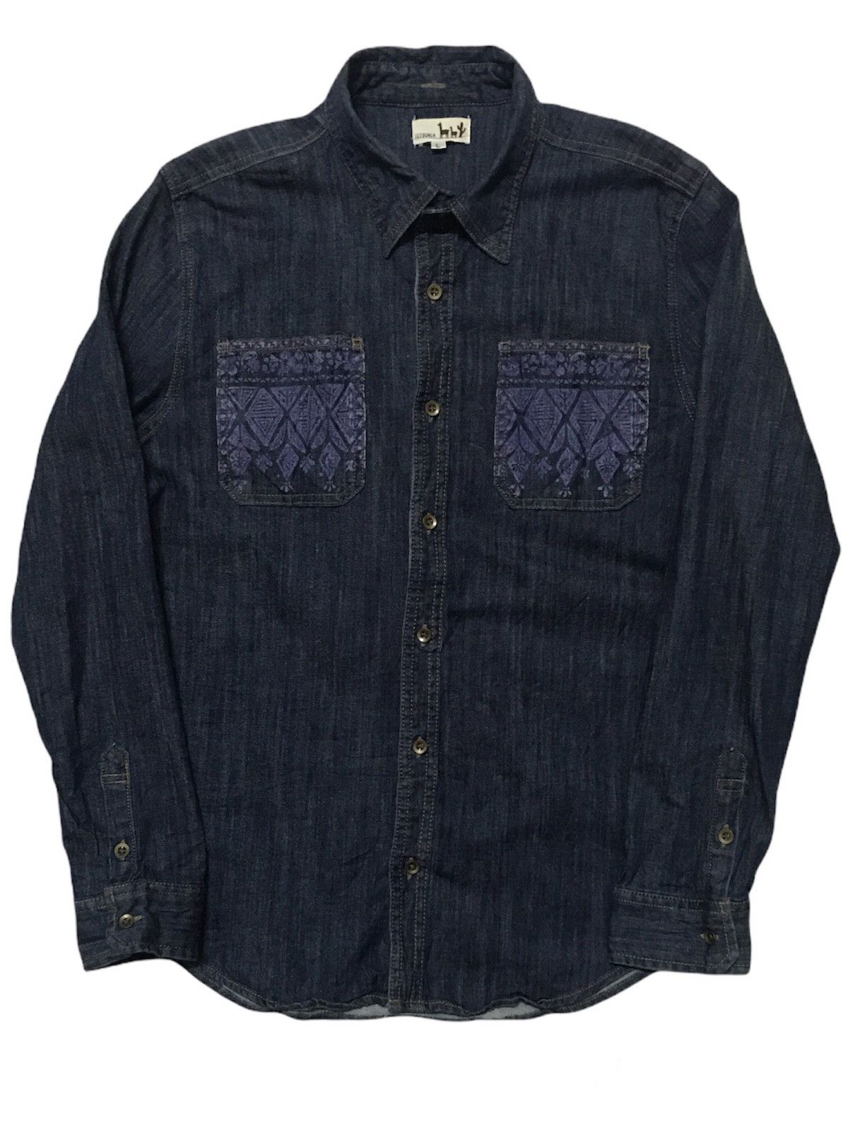image of Native x Pure Blue Japan Titicaca Double Chest Pocket Light Denim Shirt in Denim Blue (Size Large)