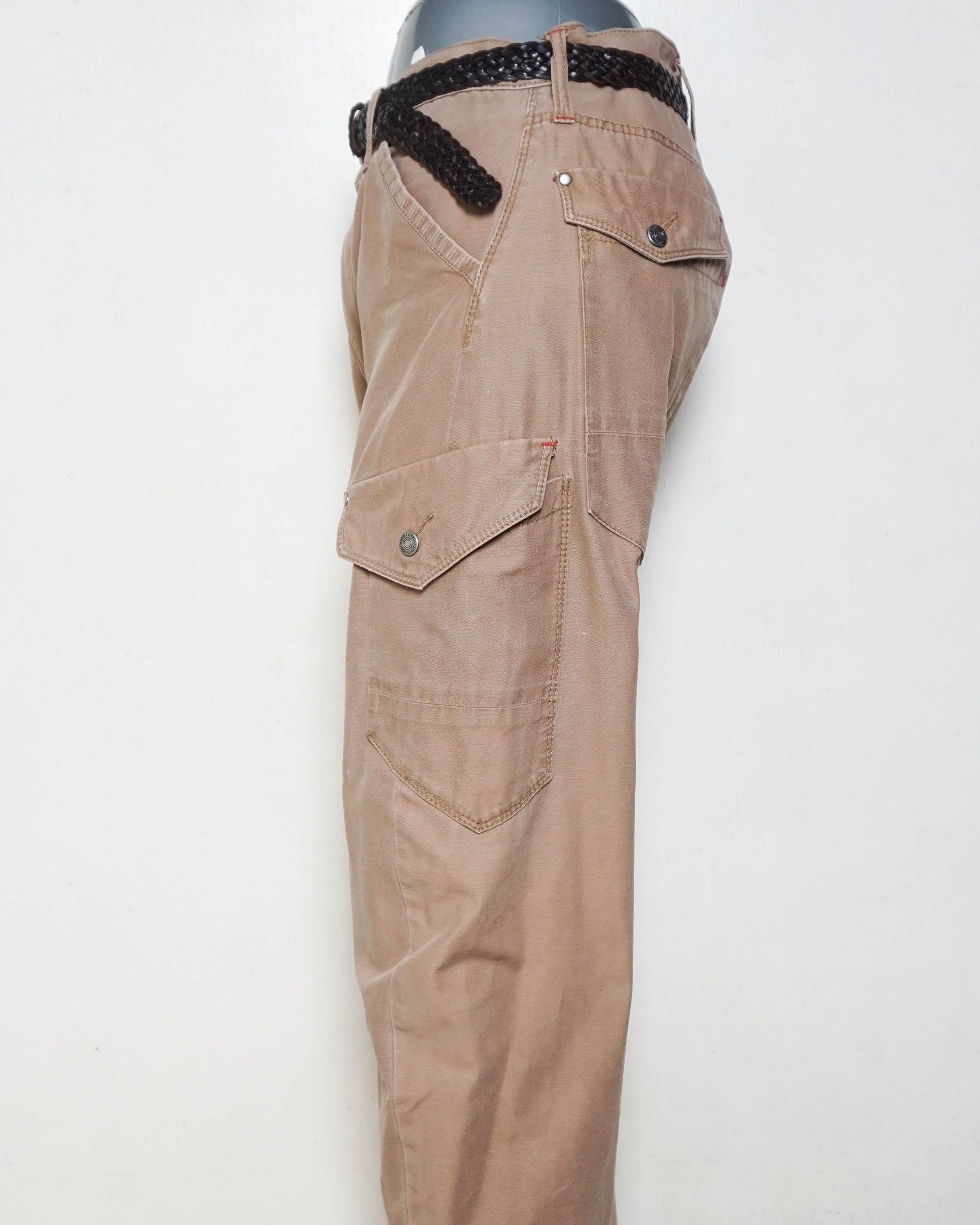 Japanese Brand XEBEC Twist45 Multipockets Curved Legs Cargo Pants Size US 31 - 4 Thumbnail