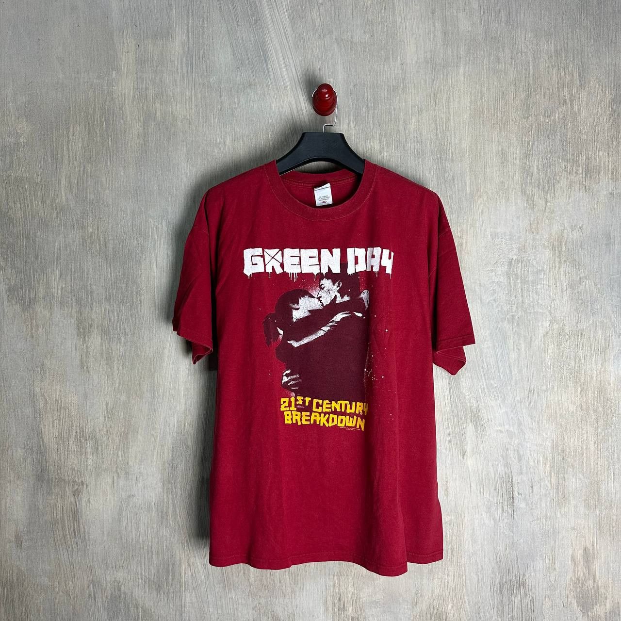 image of Band Tees x Vintage Green Day 21St Century Breakdown Tour 2009 Tee in Dark Red, Men's (Size 2XL)