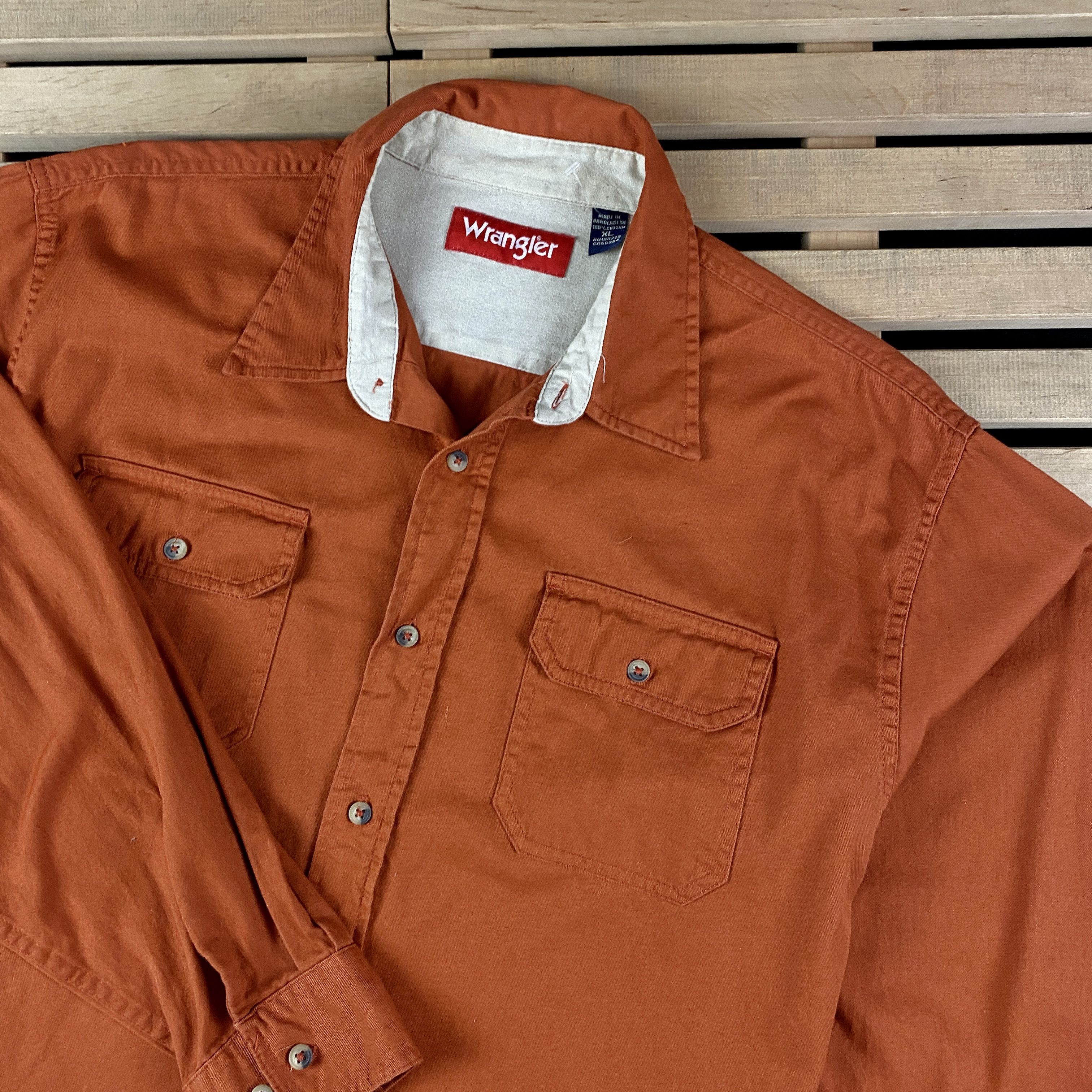 Vintage × Wrangler Mens Vintage Long Sleeve Shirts Wrangler Size XL Cotton Size US XL / EU 56 / 4 - 3 Thumbnail