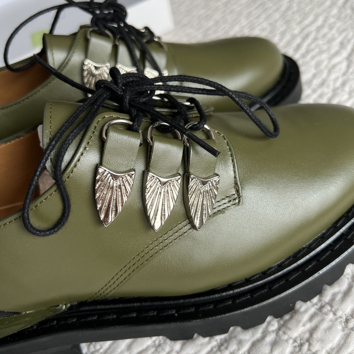 Toga Toga Virilis Green Leather Oxfords Size US 6 / EU 39 - 5 Thumbnail