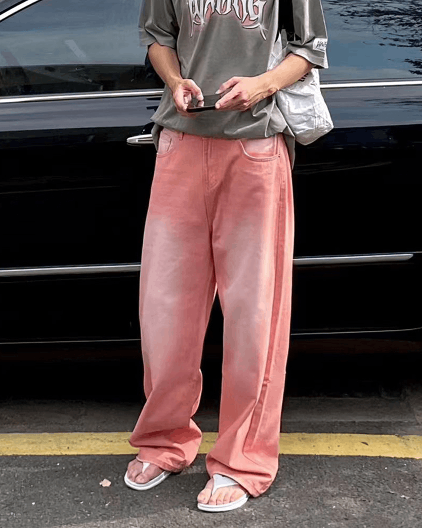 Retro Gradient Washed Drape Jeans