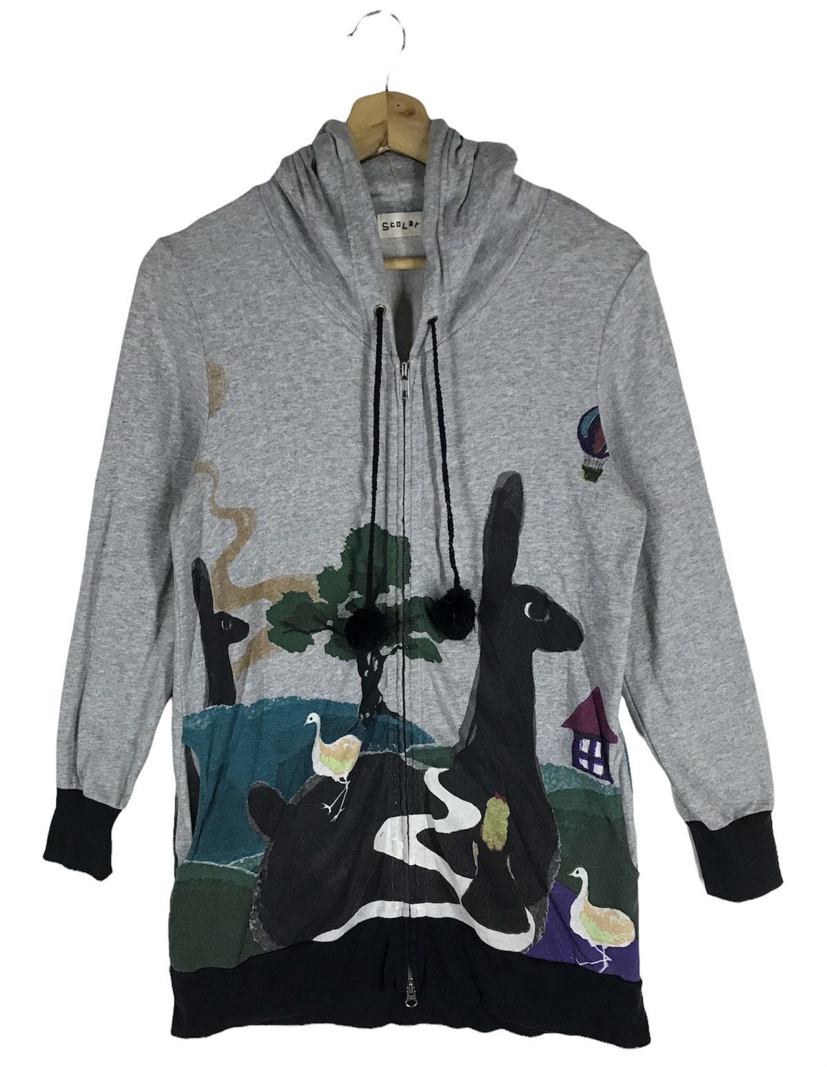 image of Art Scolar Fullprint Long Hoodies in Light Gray, Women's (Size Medium)