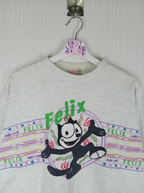 Cartoon Network Rare 1992 FELIX THE CAT Embroidered Big Logo Sweatshirt Size US M / EU 48-50 / 2 - 2 Thumbnail