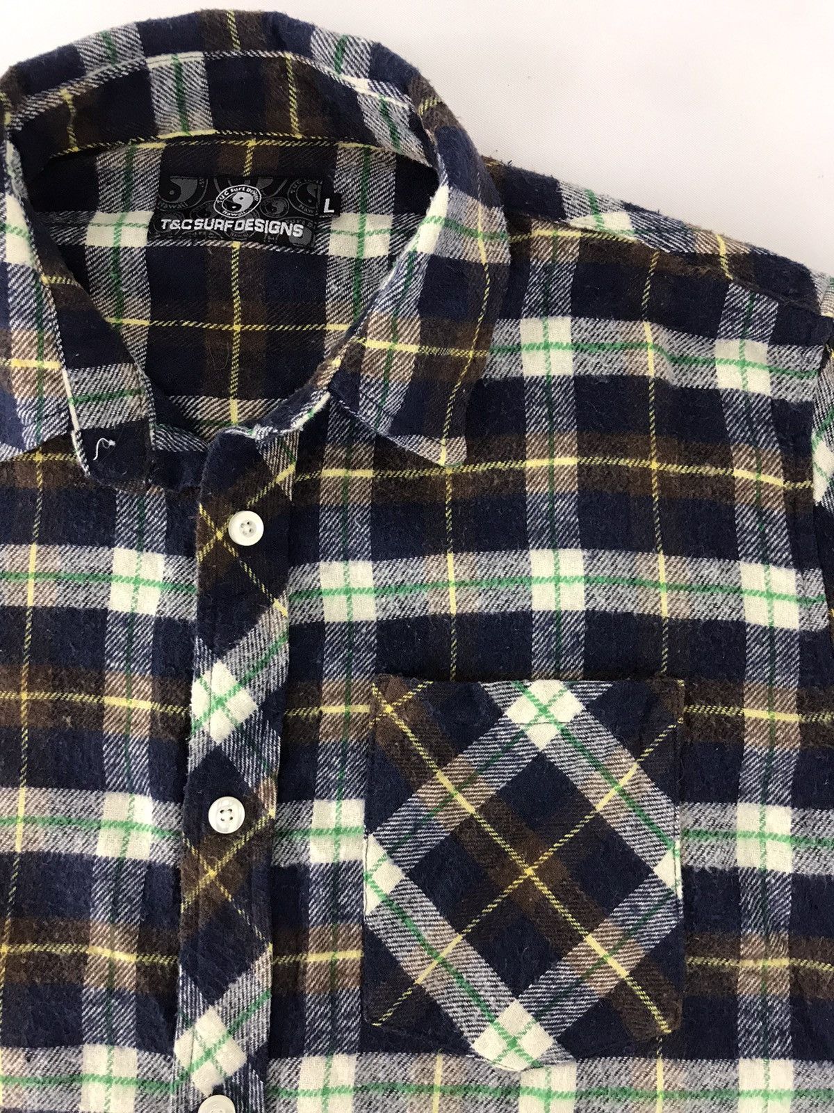 Flannel × Japanese Brand T&C Surf Flannel Button Up Single Pocket Plaid Checked Size US L / EU 52-54 / 3 - 3 Thumbnail