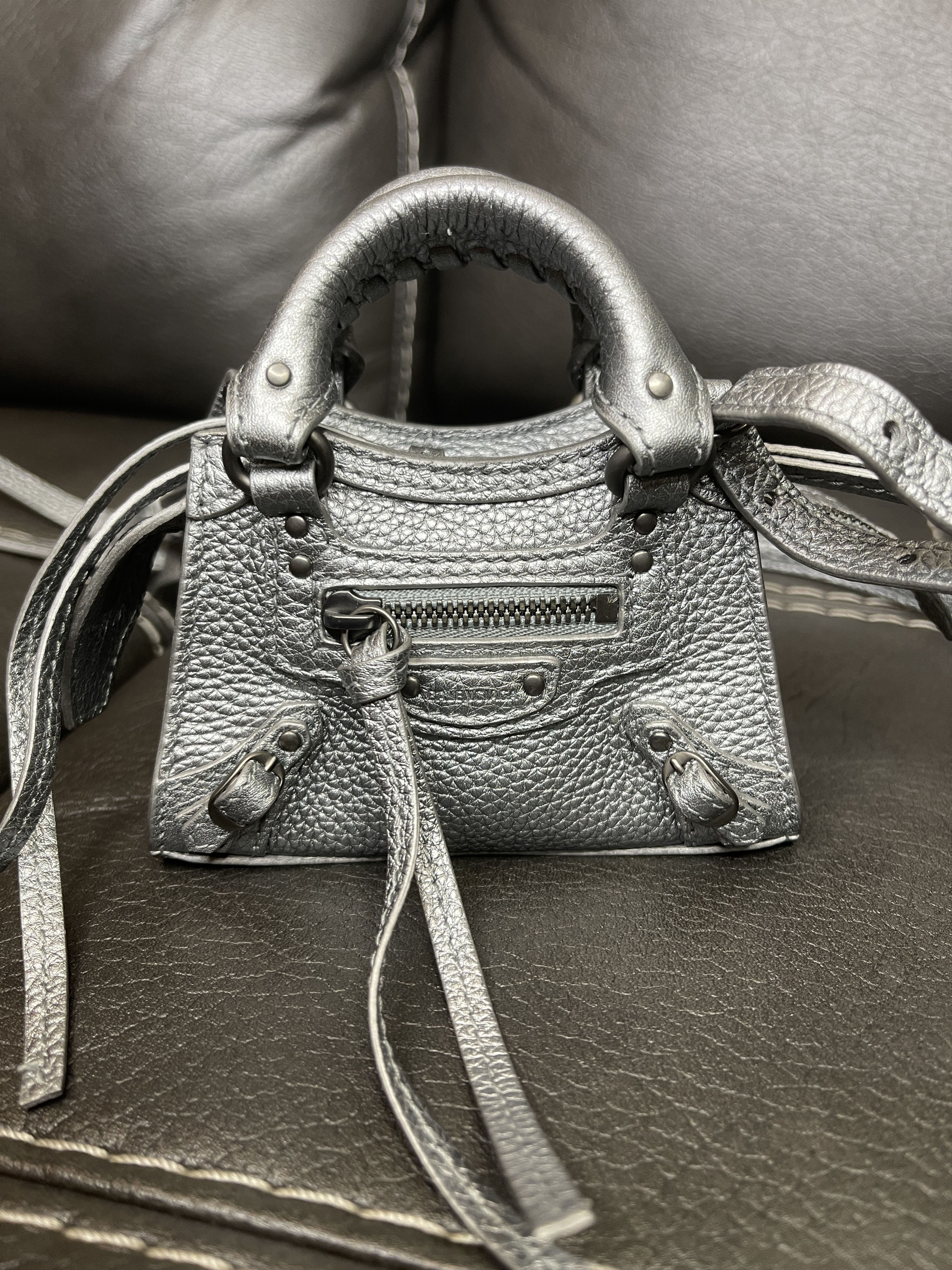 Like New Balenciaga Nano Sized NeoClassic Bag Silver