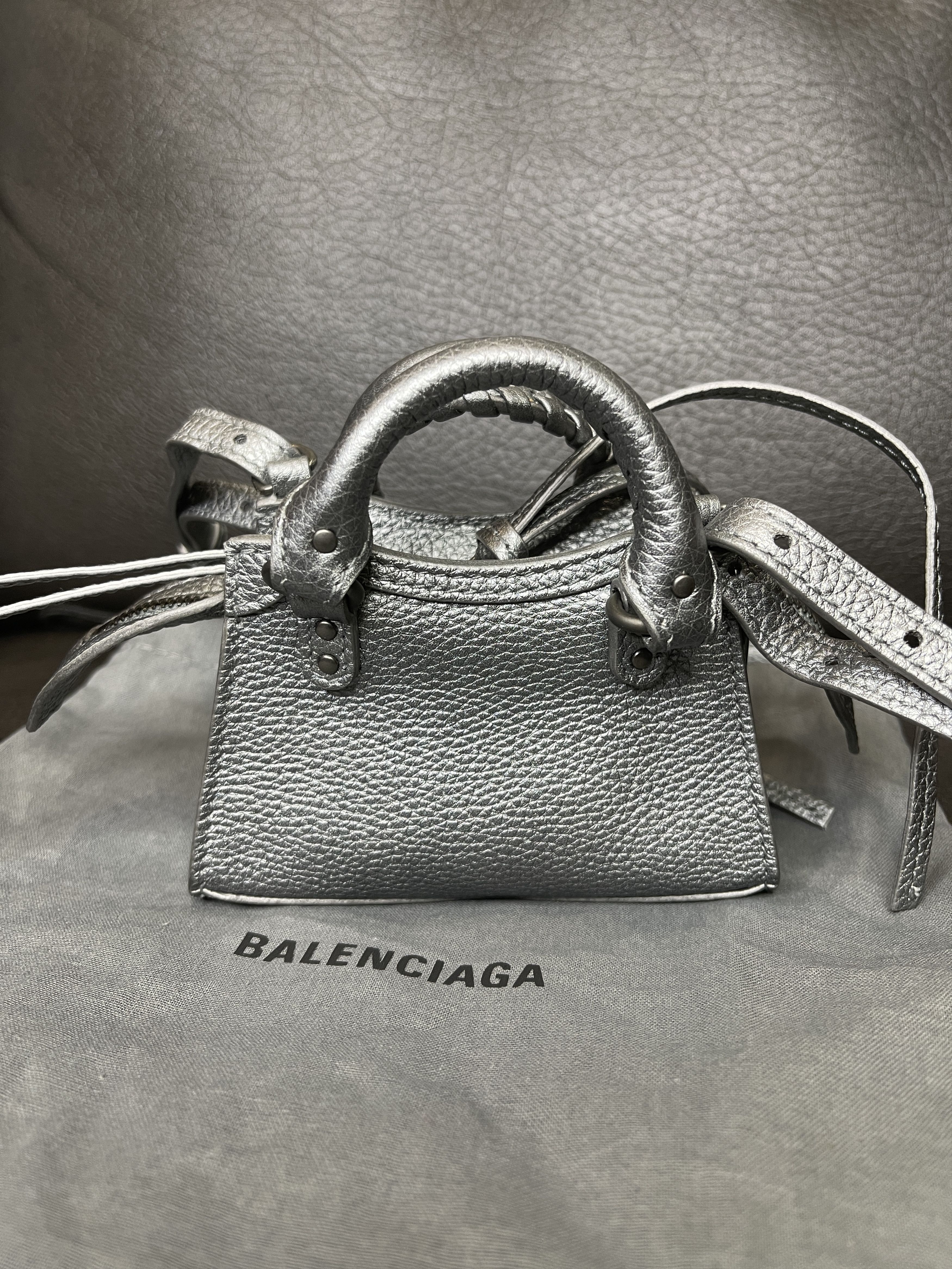 Balenciaga Like New - Balenciaga Nano Sized NeoClassic Bag Silver Size ONE SIZE - 7 Thumbnail