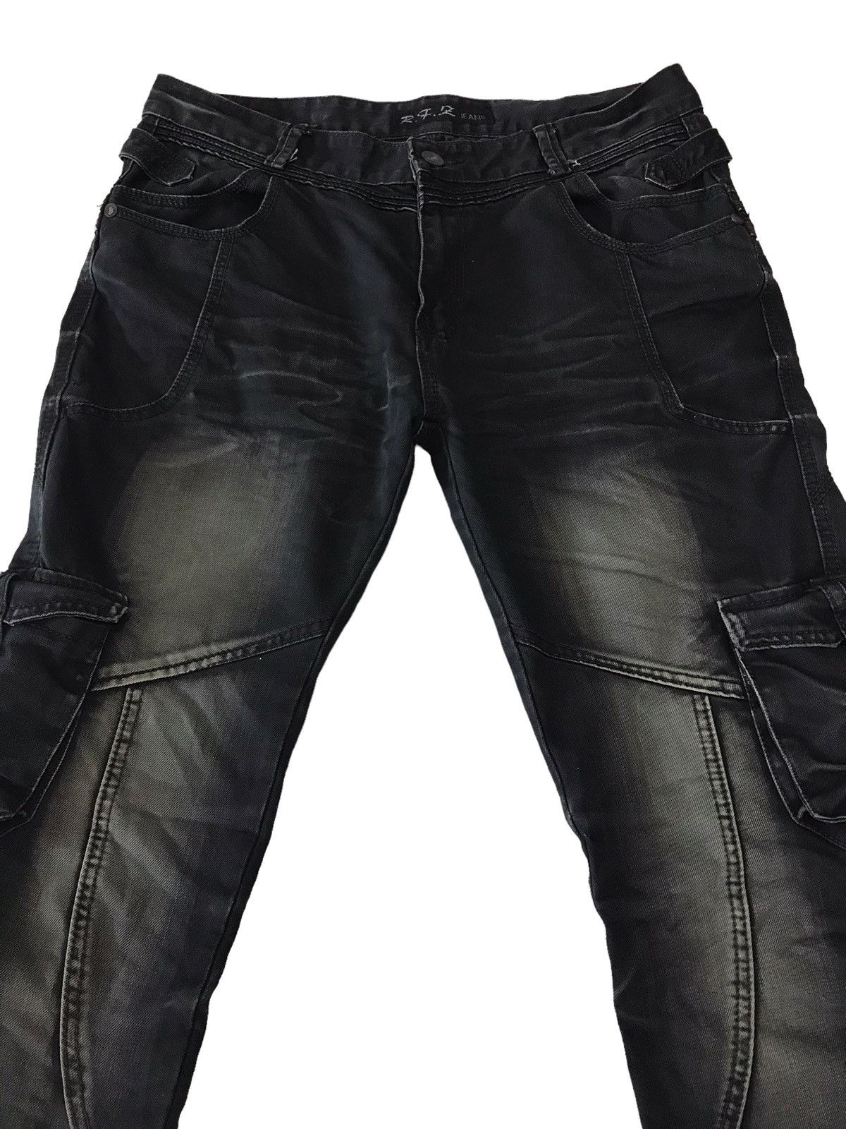 Japanese Brand 🔥Multi Pocket by R.F.Z Jeans Cargo Bondage Denim Size US 35 - 11 Thumbnail