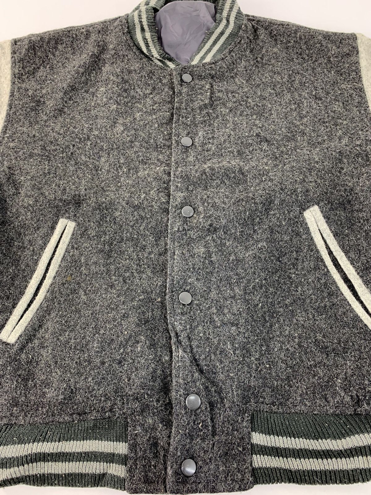 Vintage Rare Japanese Brand Simple Wool Varsity Jacket Snap Button Size US M / EU 48-50 / 2 - 2 Thumbnail
