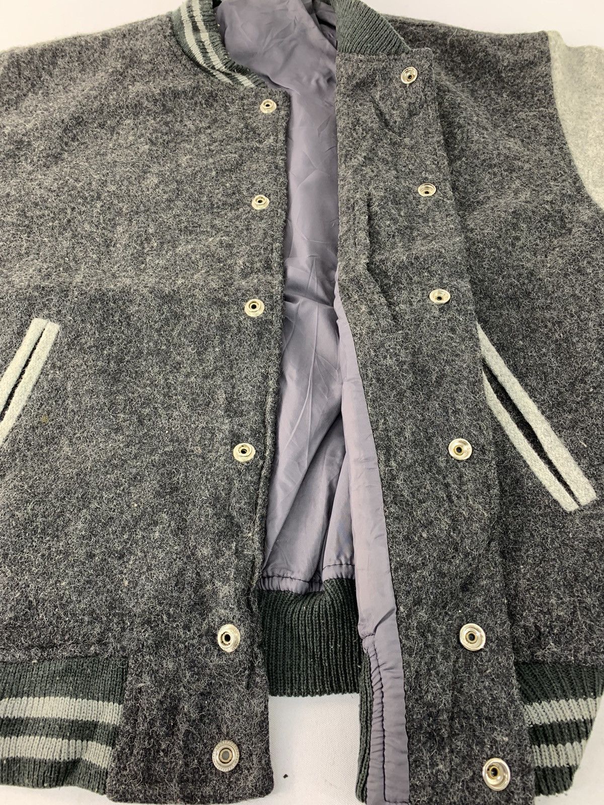 Vintage Rare Japanese Brand Simple Wool Varsity Jacket Snap Button Size US M / EU 48-50 / 2 - 3 Thumbnail