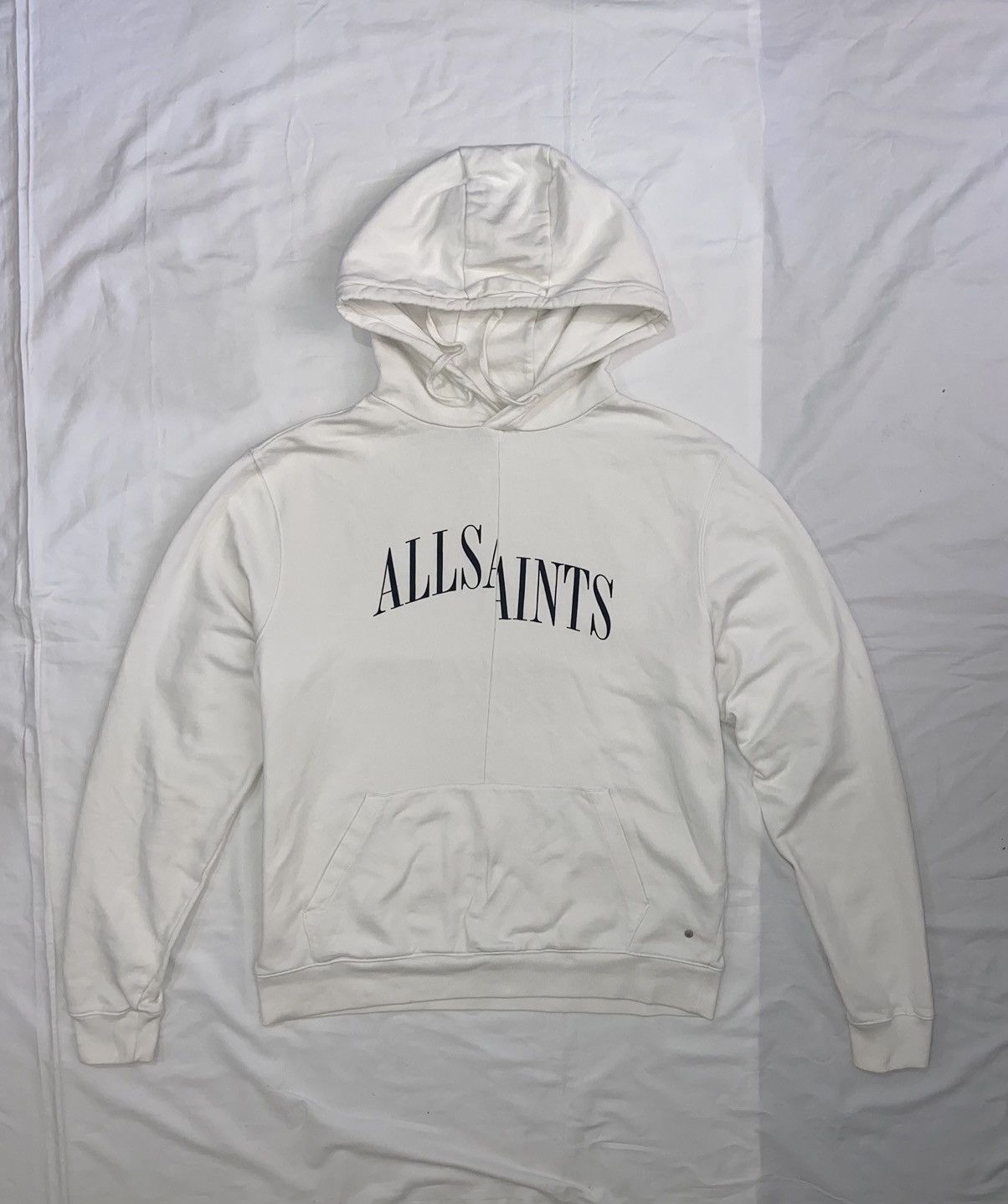 Allsaints Vintage Allsaints white split logo hoodie avant garde Y2K ...