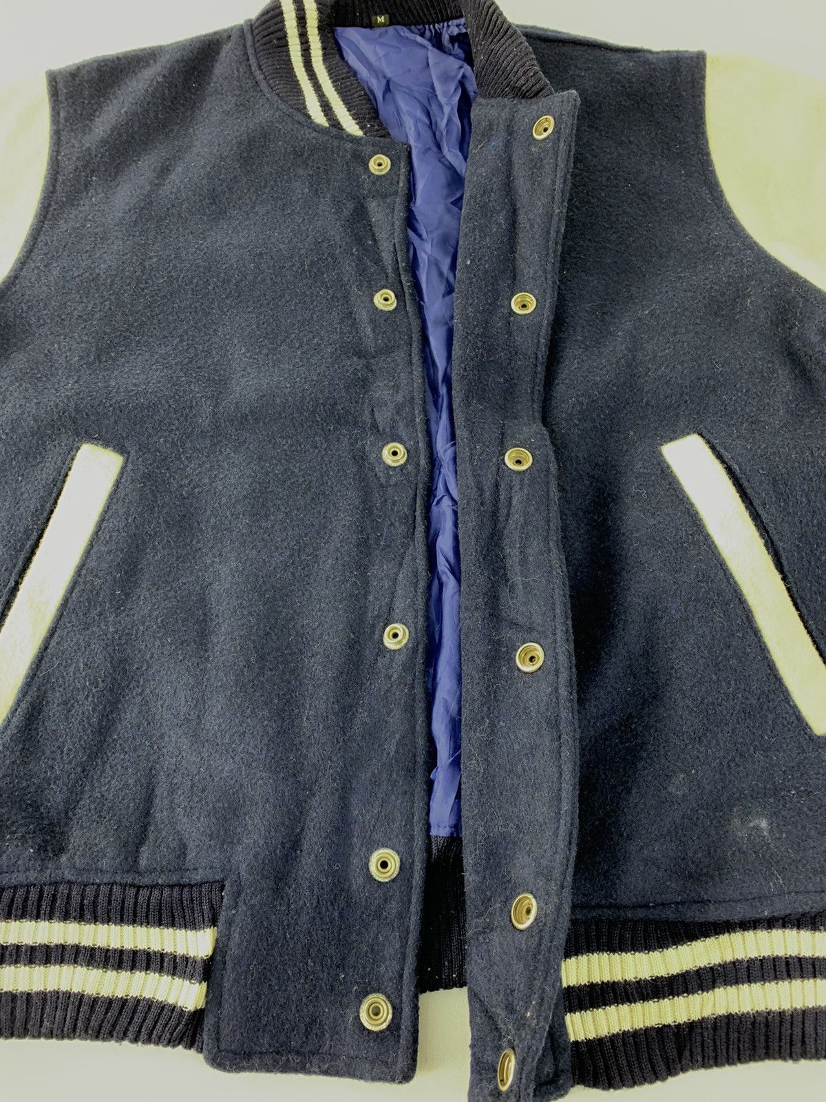 Vintage Hype 90s Simple Japanese Brand Varsity Jacket Wool Sleeve Size US M / EU 48-50 / 2 - 2 Thumbnail