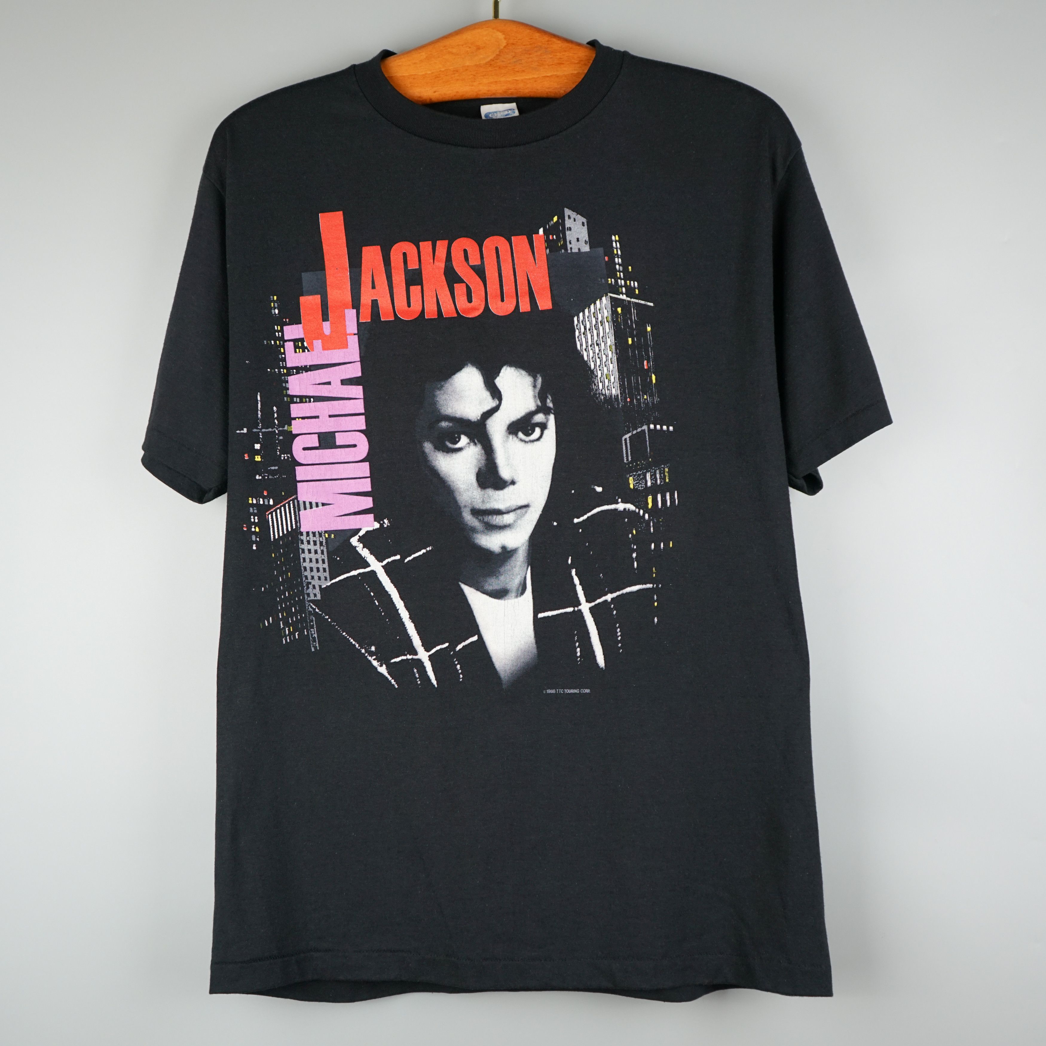 image of Band Tees x Rap Tees 1998 Michael Jackson Bad Tour T-Shirt in Black, Men's (Size Medium)