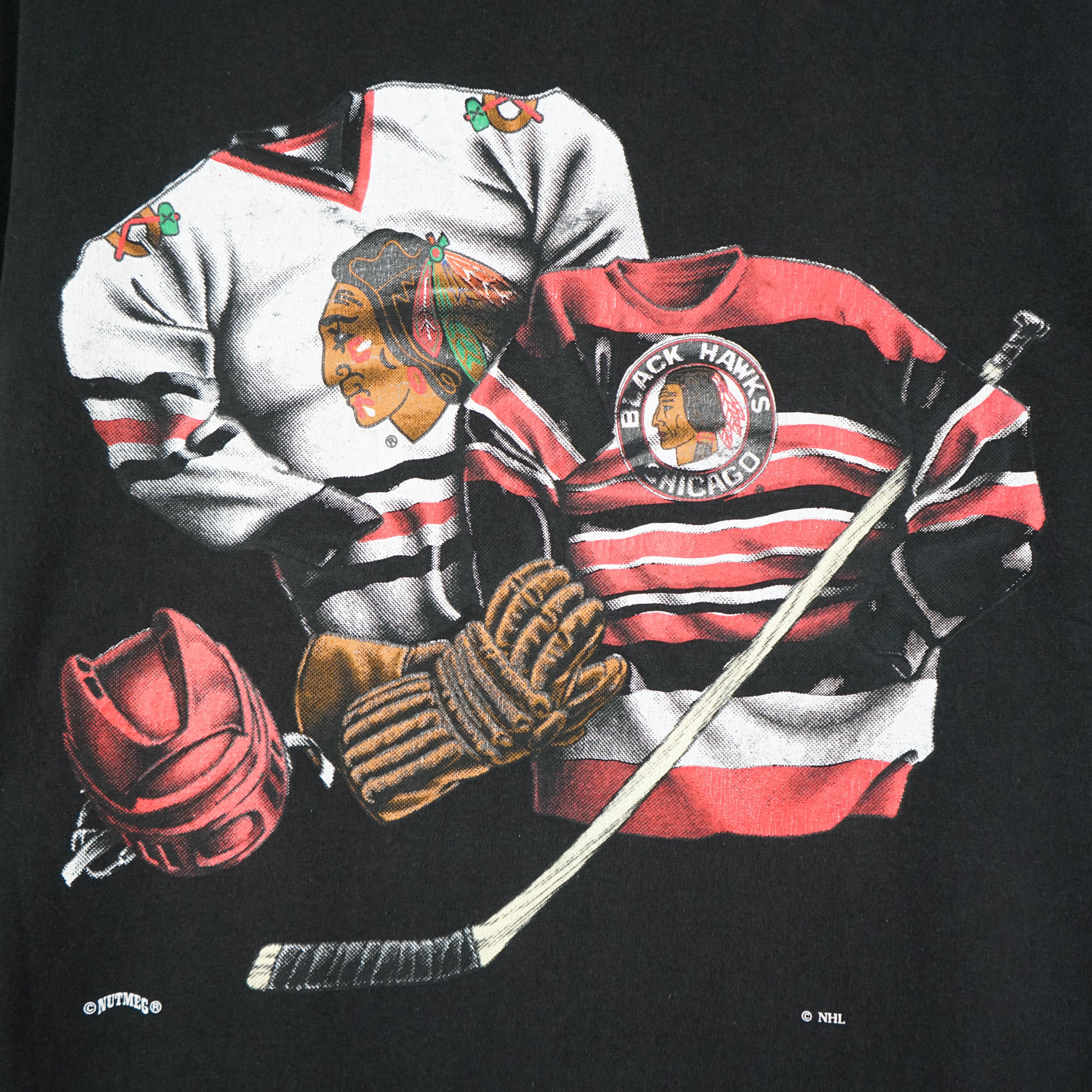 NHL × Vintage Vintage Black Hawks Chicago t shirt 90s NHL Size US M / EU 48-50 / 2 - 2 Thumbnail
