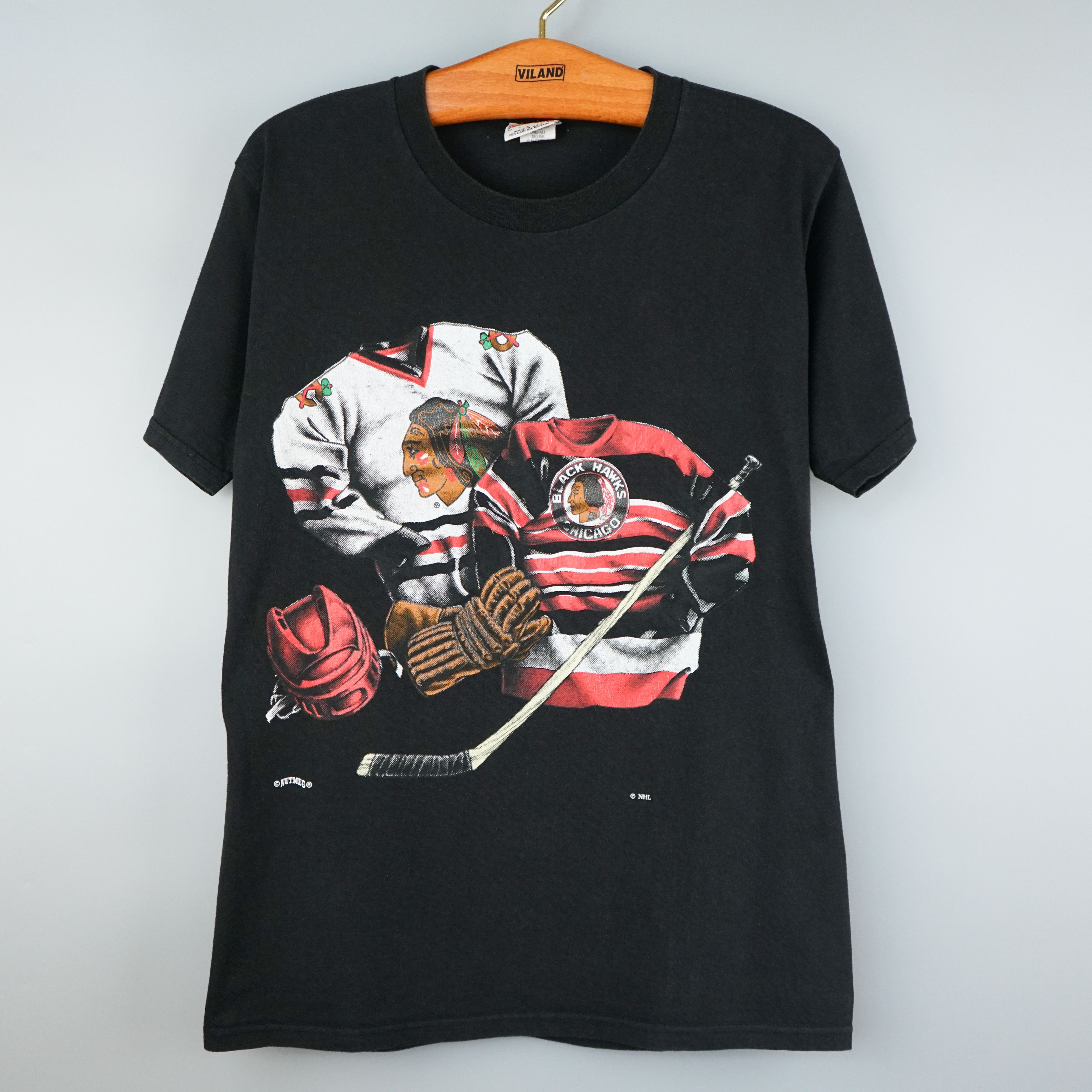 NHL × Vintage Vintage Black Hawks Chicago t shirt 90s NHL Size US M / EU 48-50 / 2 - 1 Thumbnail