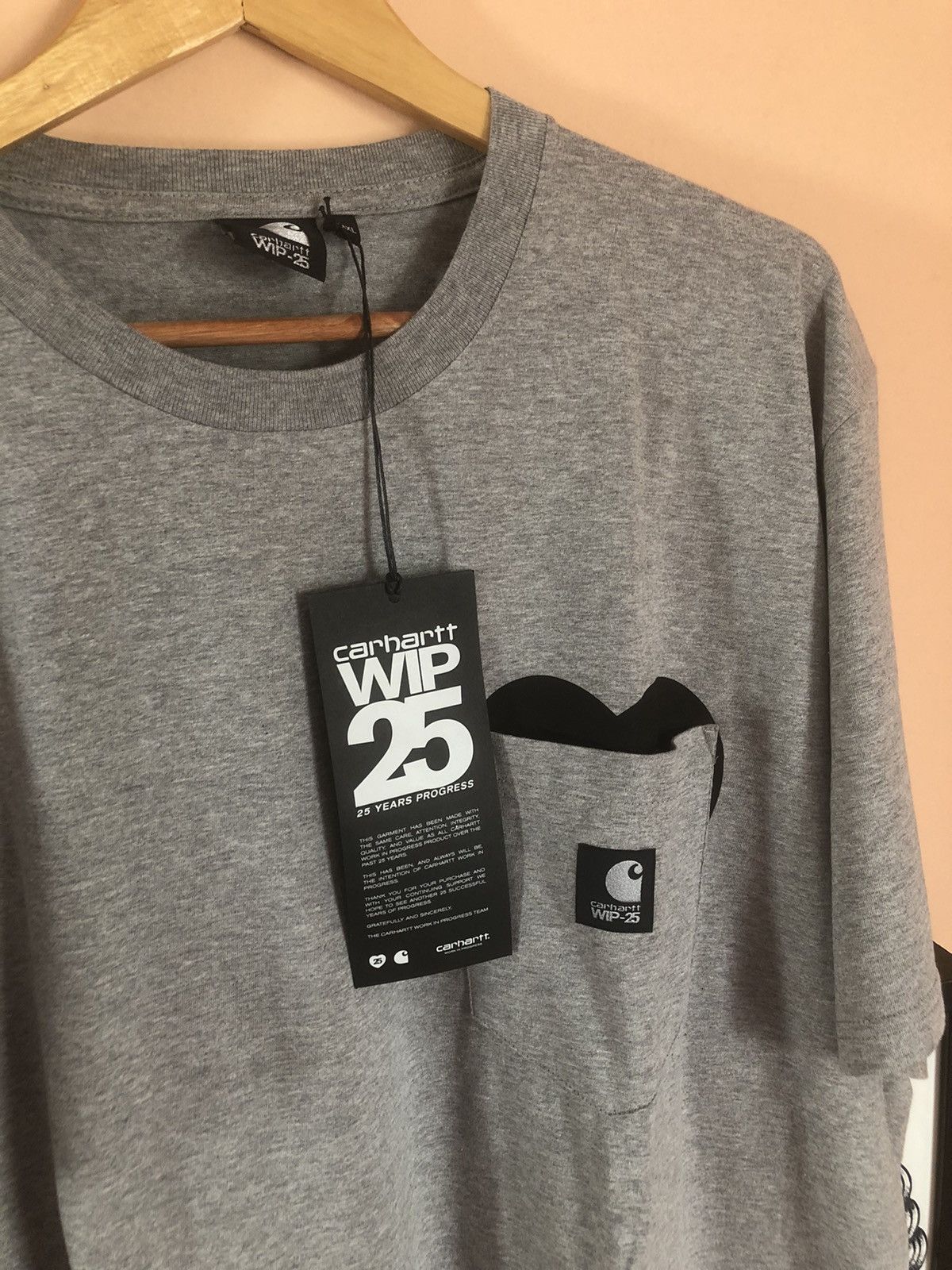 image of Carhartt Wip 25Th Anniversary Pocket Hearth T-Shirt in Grey, Men's (Size 2XL)