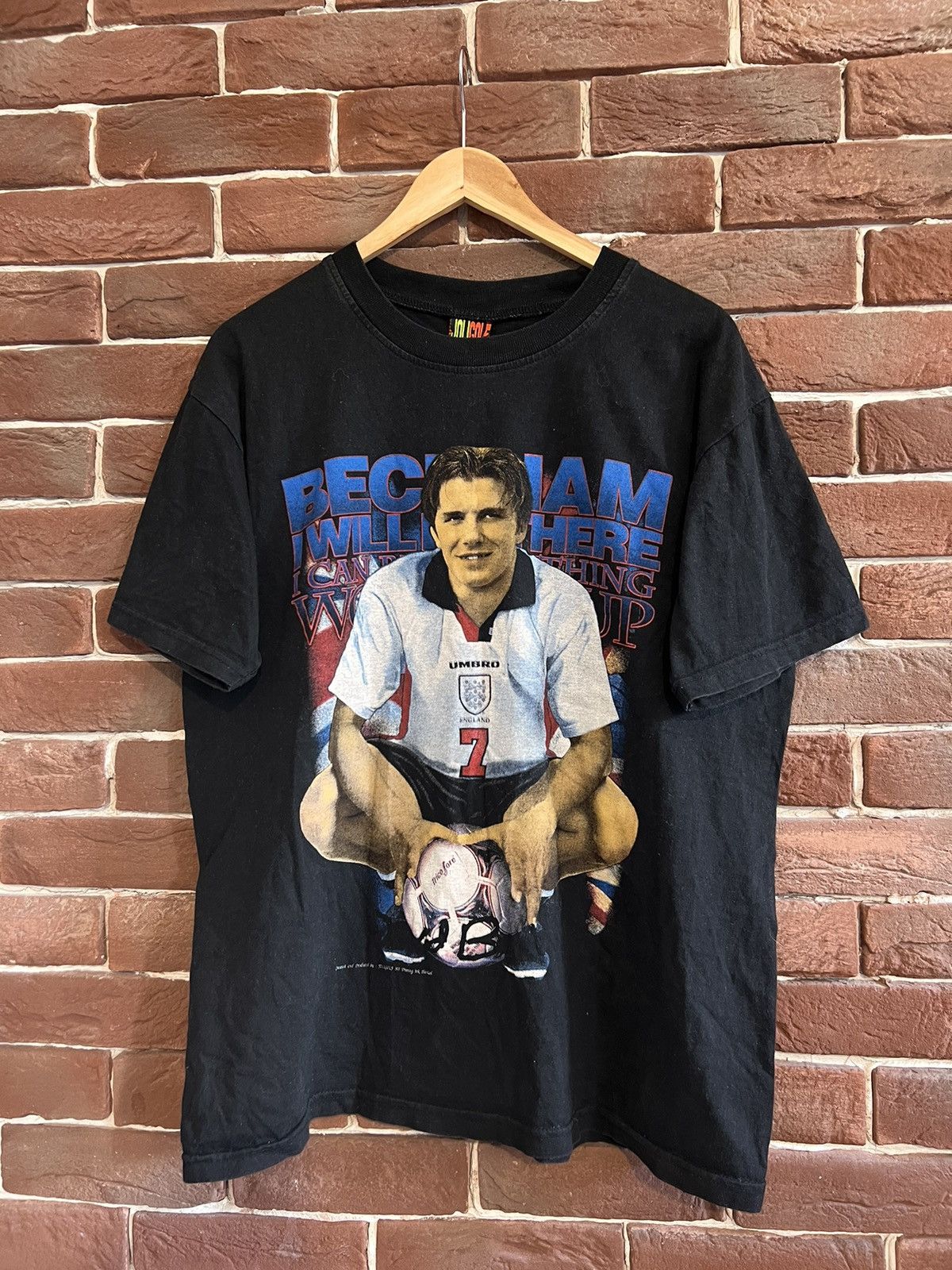 Vintage RARE! VINTAGE 90s David Beckham England Football Tshirt Rap Size US L / EU 52-54 / 3 - 1 Thumbnail