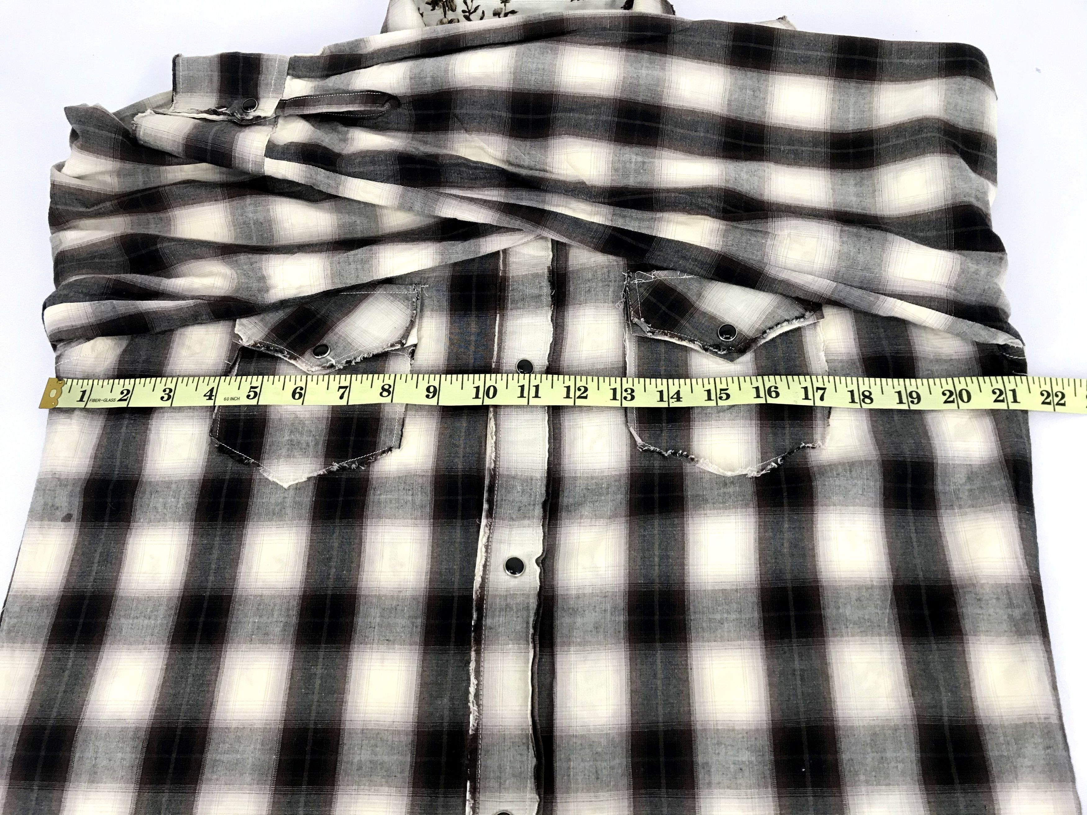 Flannel Vintage Shadow Plaid Check Floral Inner Lined Snap Button Size L / US 10 / IT 46 - 6 Thumbnail
