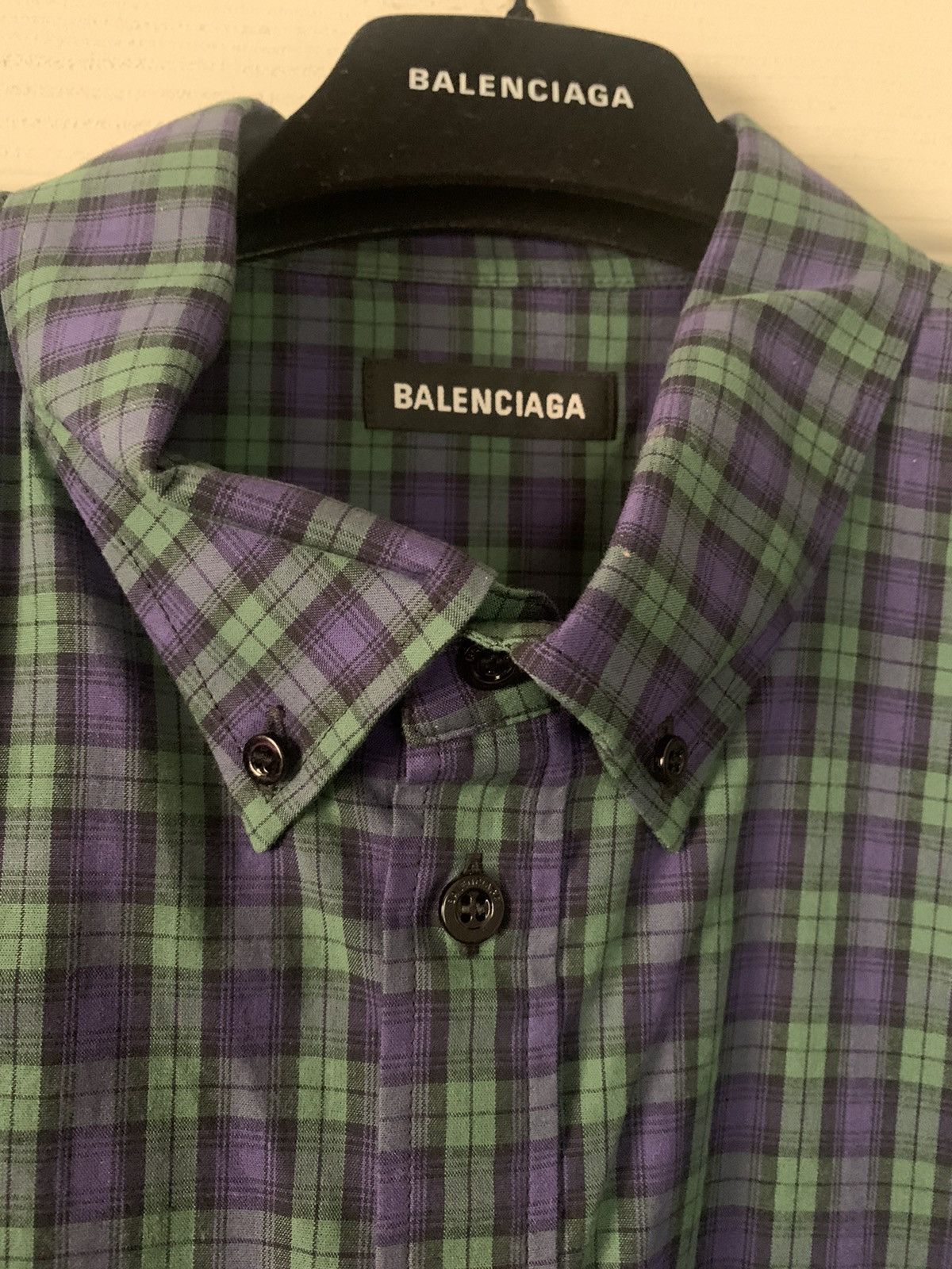 Balenciaga Balenciaga Plaid Logo Button-Up Shirt 41 (L) Size US L / EU 52-54 / 3 - 4 Thumbnail