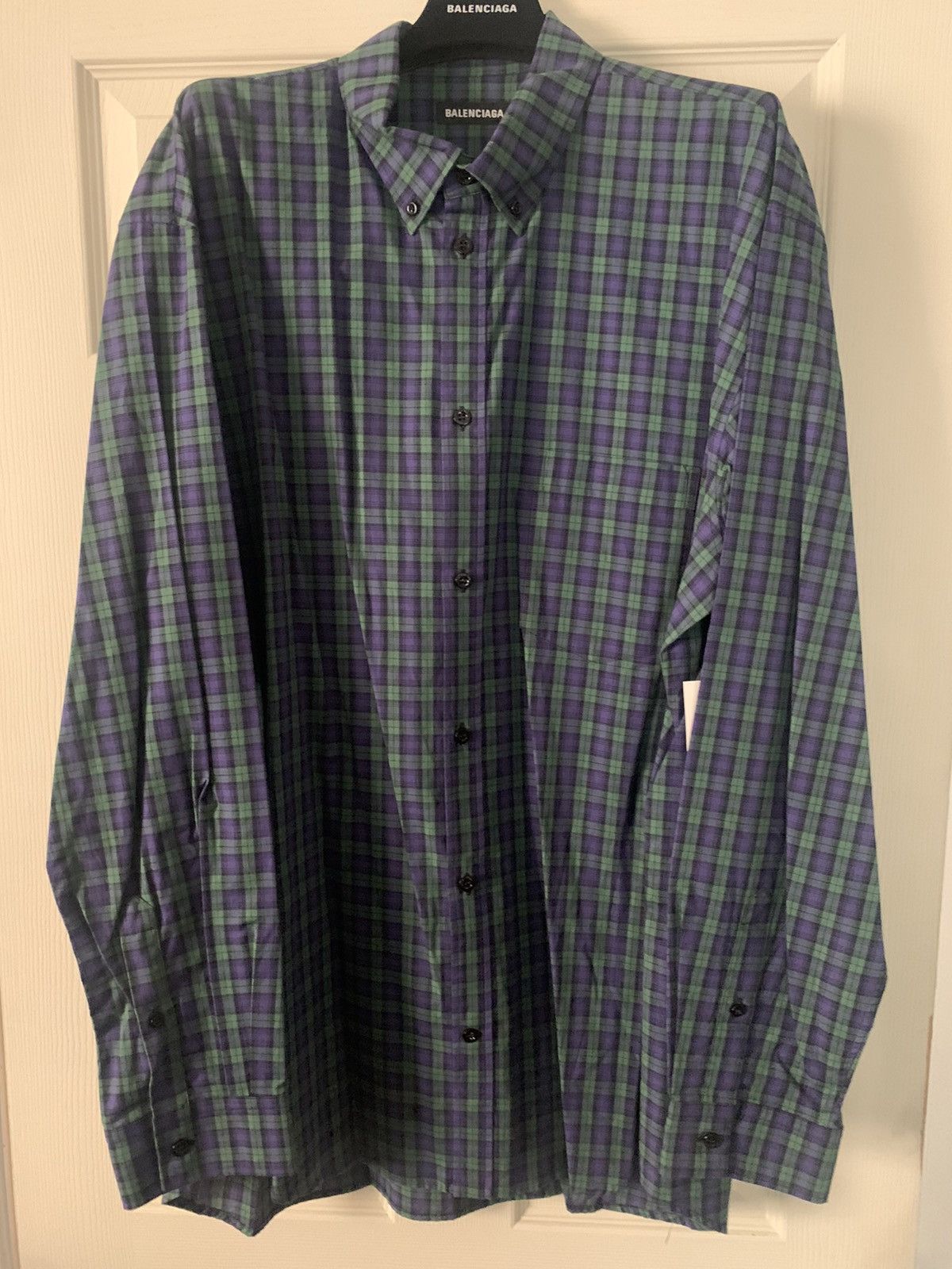 Balenciaga Balenciaga Plaid Logo Button-Up Shirt 41 (L) Size US L / EU 52-54 / 3 - 3 Thumbnail