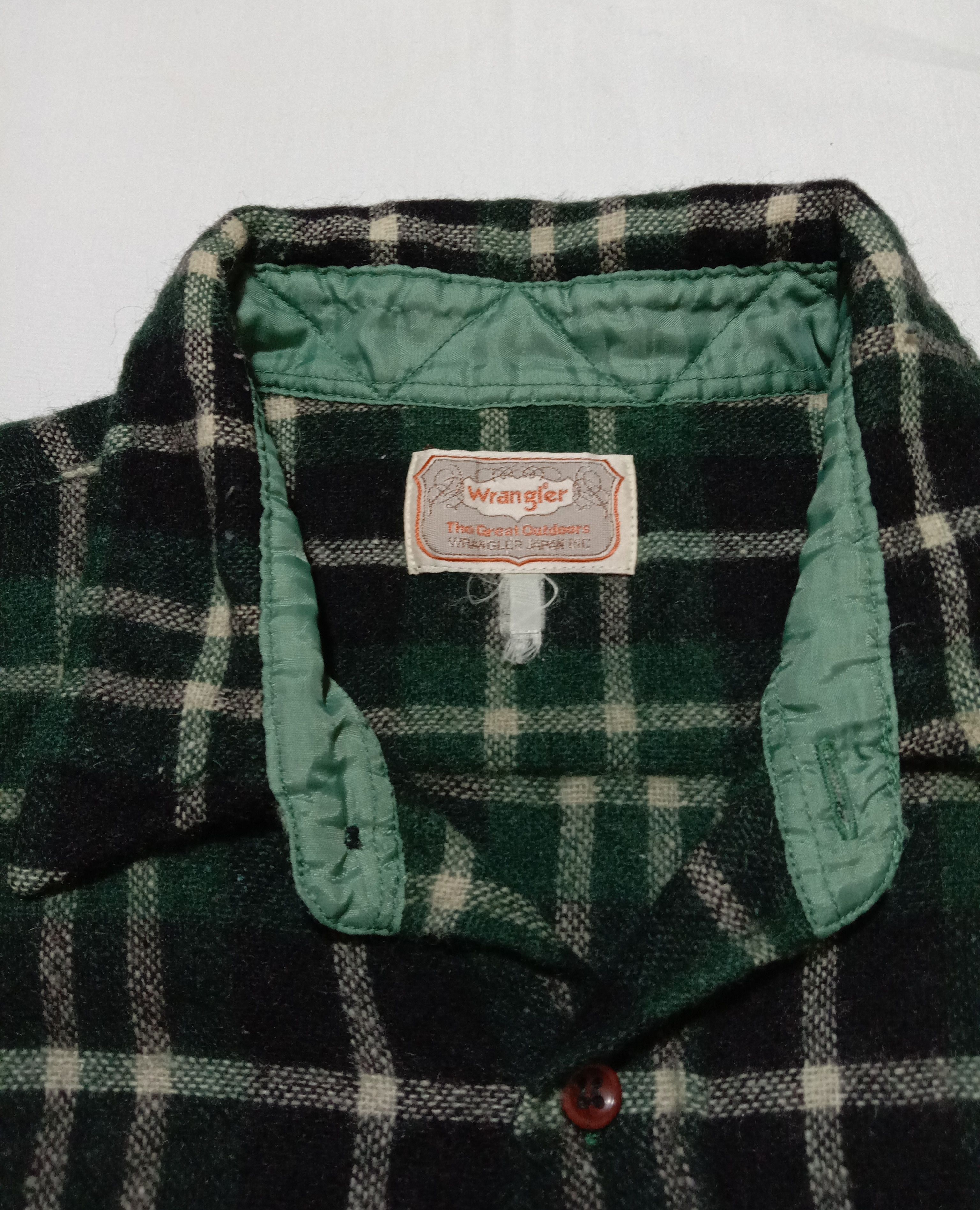 Flannel Wrangler Check Plaid Shirt Long Sleeve Green Color Size US L / EU 52-54 / 3 - 3 Thumbnail