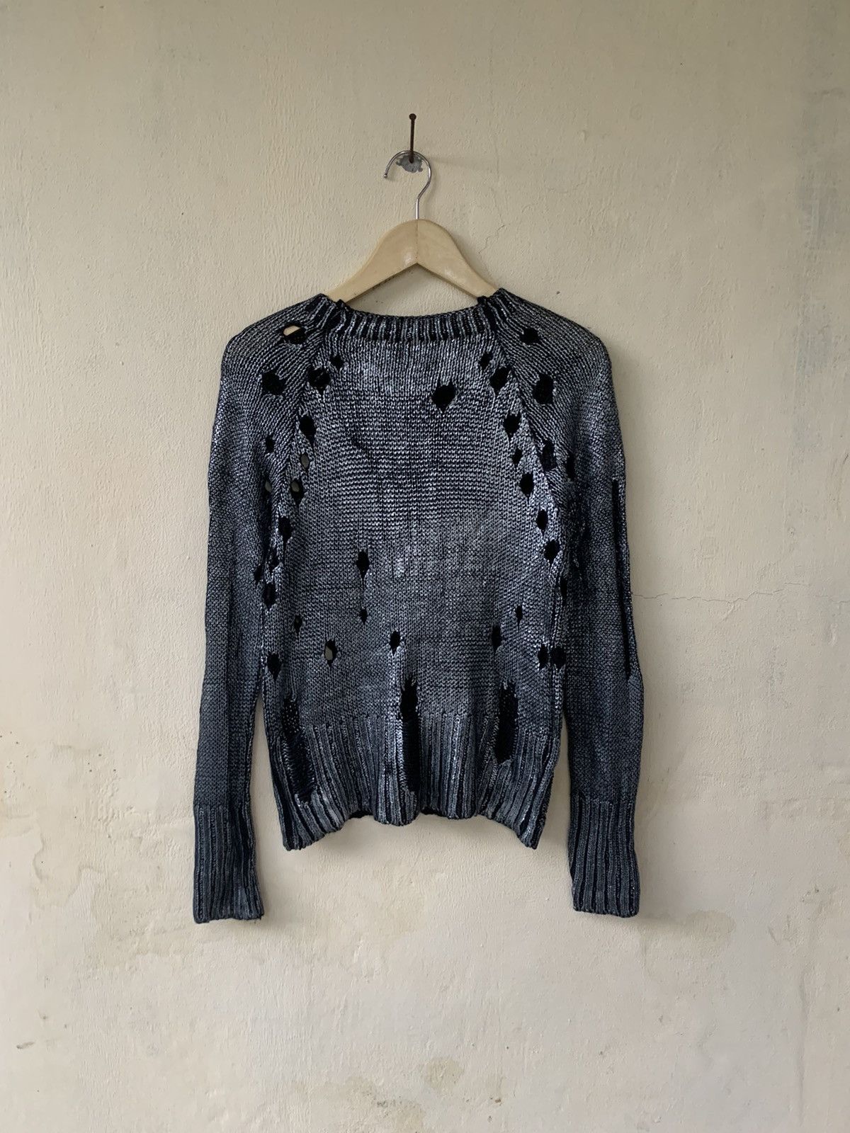 20471120 × Hysteric Glamour × Japanese Brand 🫱🏼‍🫲🏻NEED GONE🫱🏼‍🫲🏻 Unkown Destroyed Grunge Glitter Knit Sweater Size US S / EU 44-46 / 1 - 12 Thumbnail
