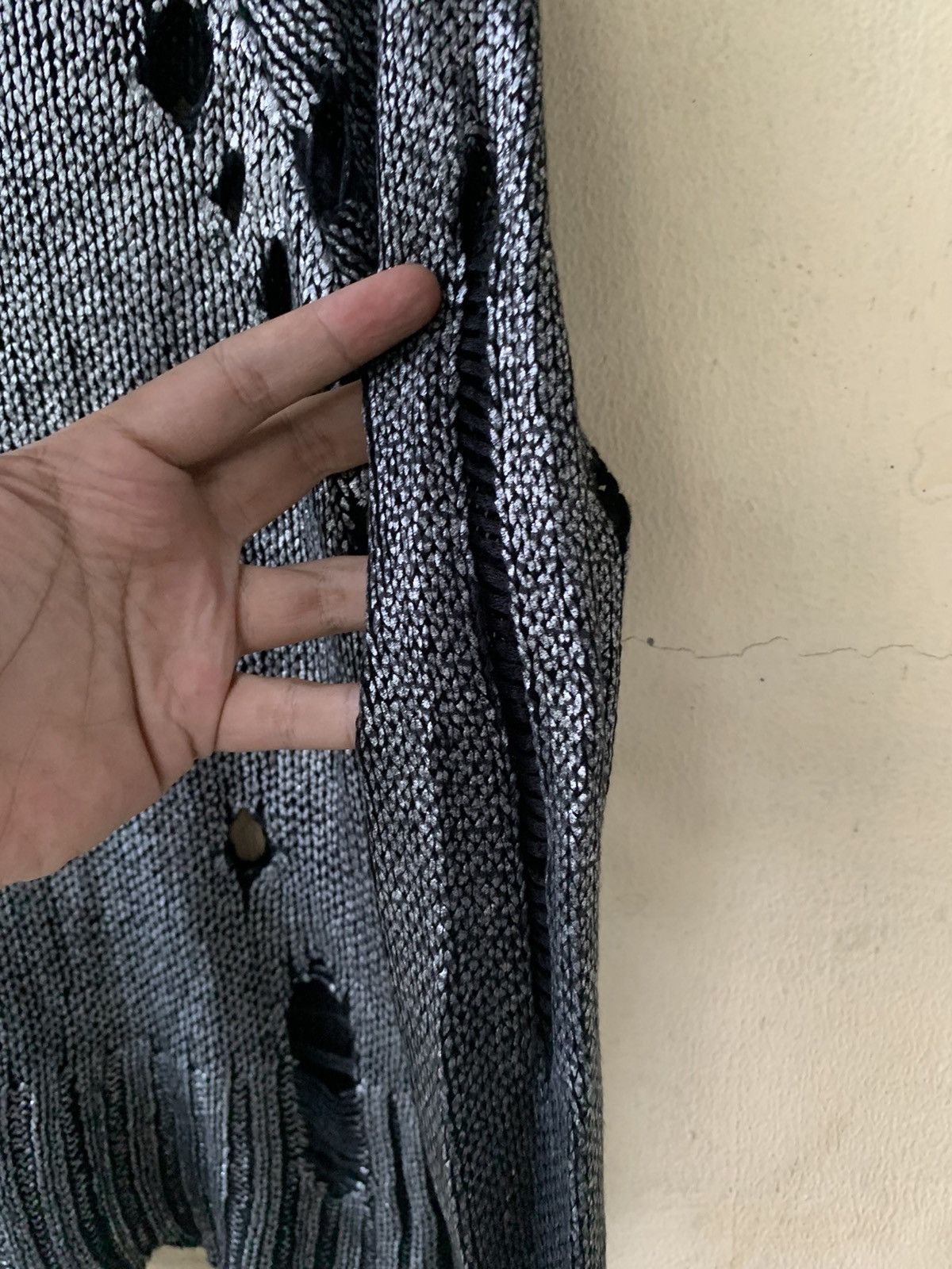 20471120 × Hysteric Glamour × Japanese Brand 🫱🏼‍🫲🏻NEED GONE🫱🏼‍🫲🏻 Unkown Destroyed Grunge Glitter Knit Sweater Size US S / EU 44-46 / 1 - 5 Thumbnail
