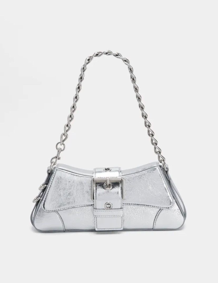 image of Balenciaga Lindsay Mirror Effect Shoulder Bag in Silver, Women's