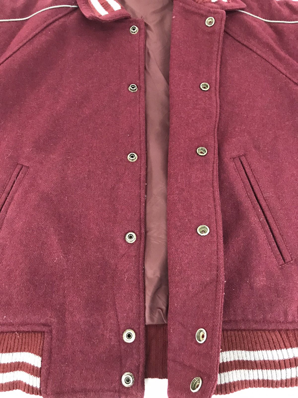Japanese Brand Vintage Casual White Line Varsity Jacket Wool Quilted Inner Size US M / EU 48-50 / 2 - 2 Thumbnail