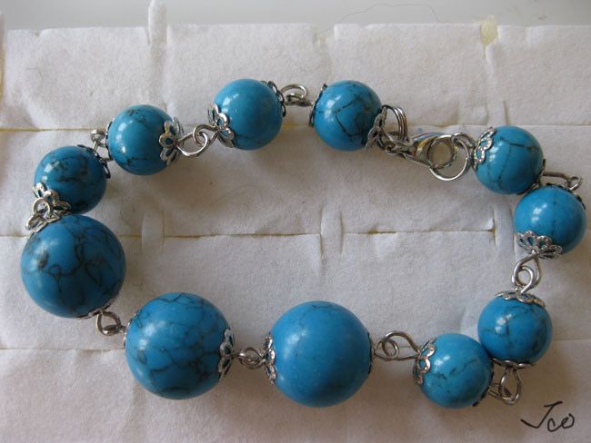 Jewelry Turquoise Tibetan Silver Chain bracelet Size ONE SIZE - 1 Preview