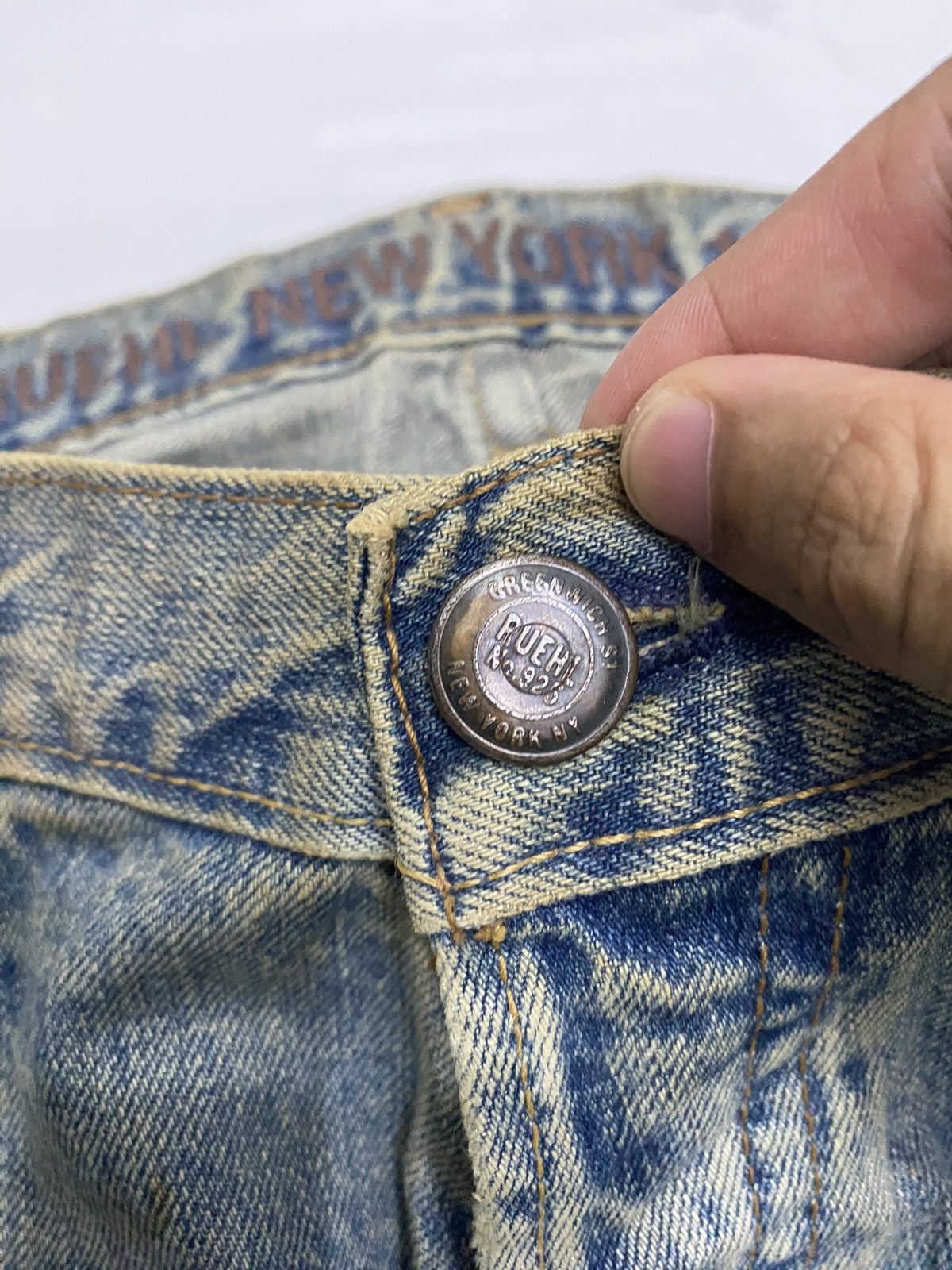Hysteric Glamour BAGGY🔥RUSTY DISTRESSED DENIM JEANS RUEHL NO 925 JEANS Size US 37 - 9 Thumbnail