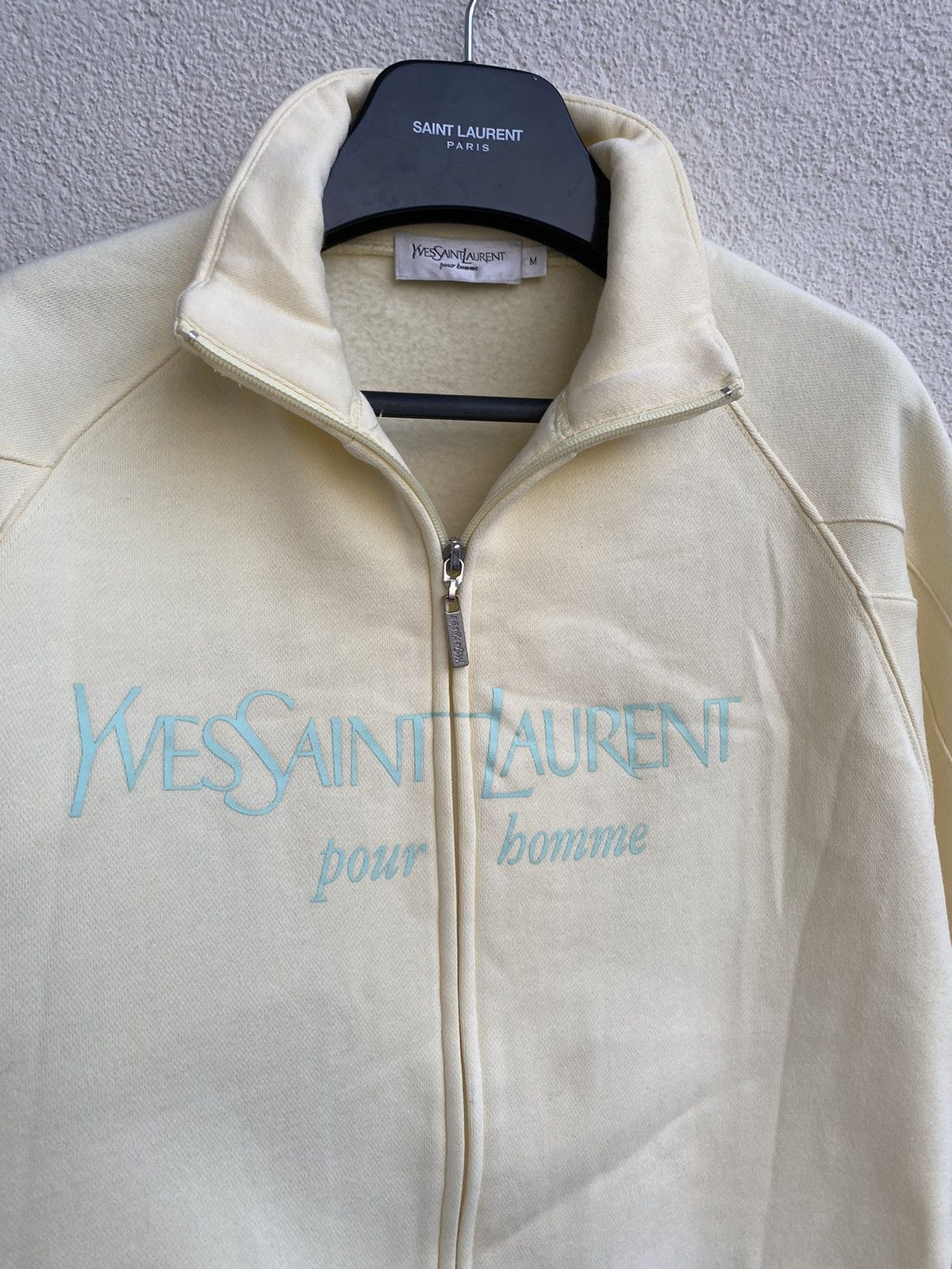 image of Vintage x YVES Saint Laurent Lemon YSL Sweatshirt Big Logo Zip, Men's (Size Medium)