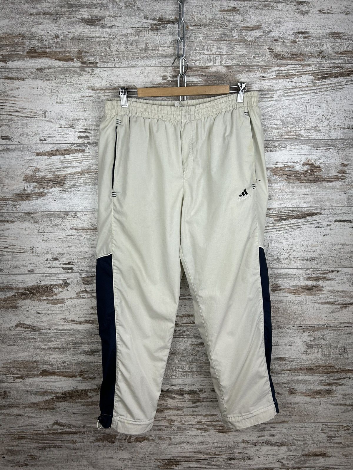 Adidas × Vintage Mens Vintage Adidas Stripes Sweatpants joggers drill pants Size US 32 / EU 48 - 2 Thumbnail