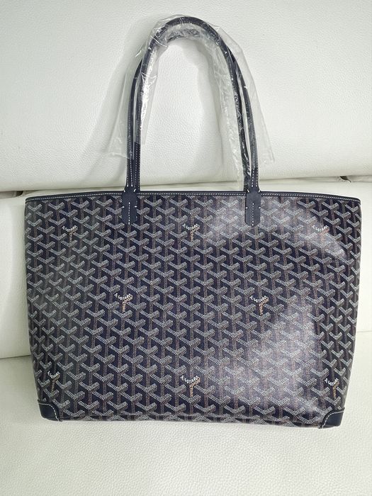 2023 Goyard Artois PM Medium Black Leather Canvas Zipped & Structured Tote