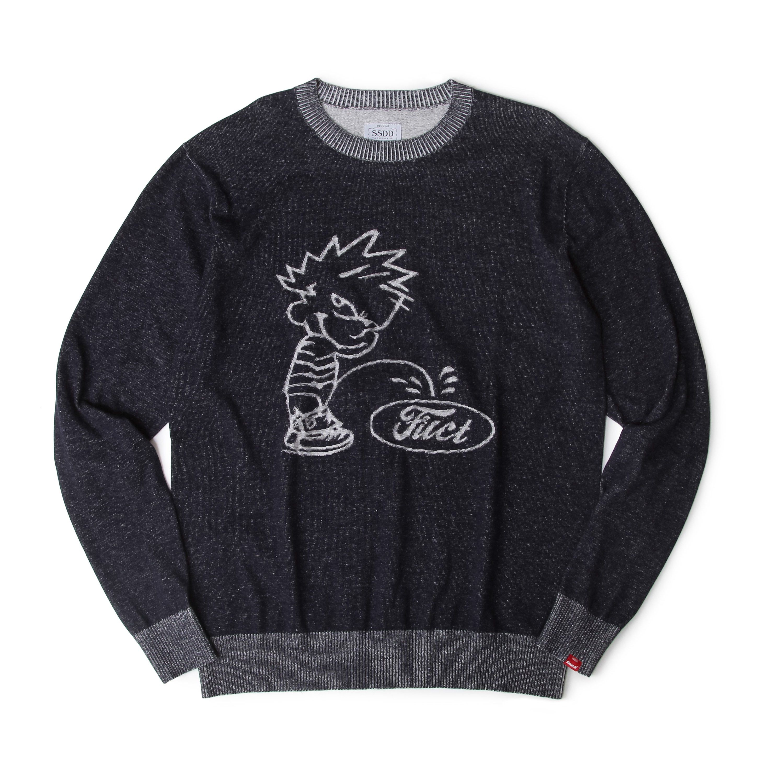 image of Fuct Ssdd "pissed On" Sweater in Navy, Men's (Size Large)