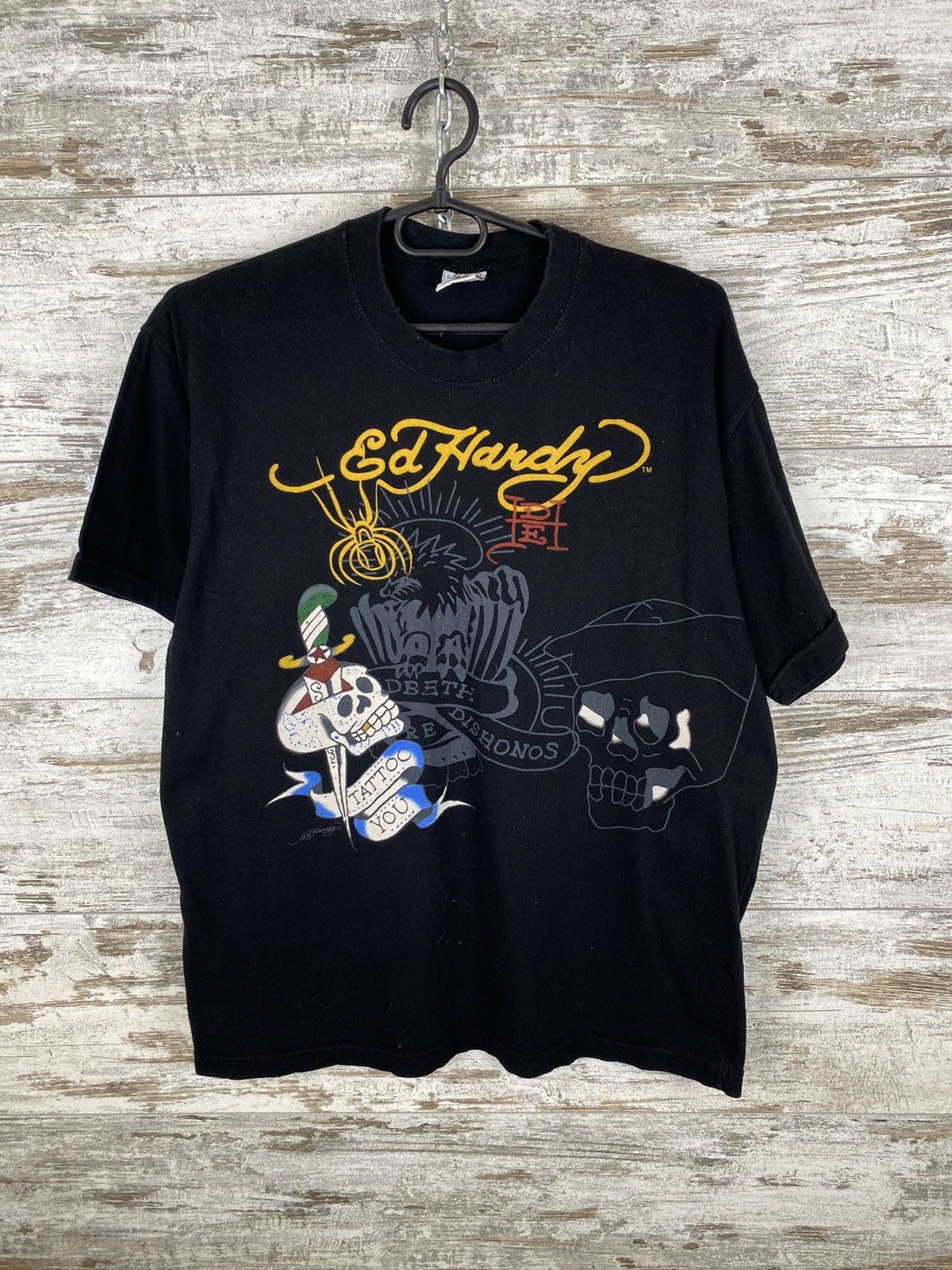 Christian Audigier × Ed Hardy × Vintage Mens Vintage Ed Hardy T-shirt By Christian Audigier tee y2k Size US S / EU 44-46 / 1 - 1 Thumbnail