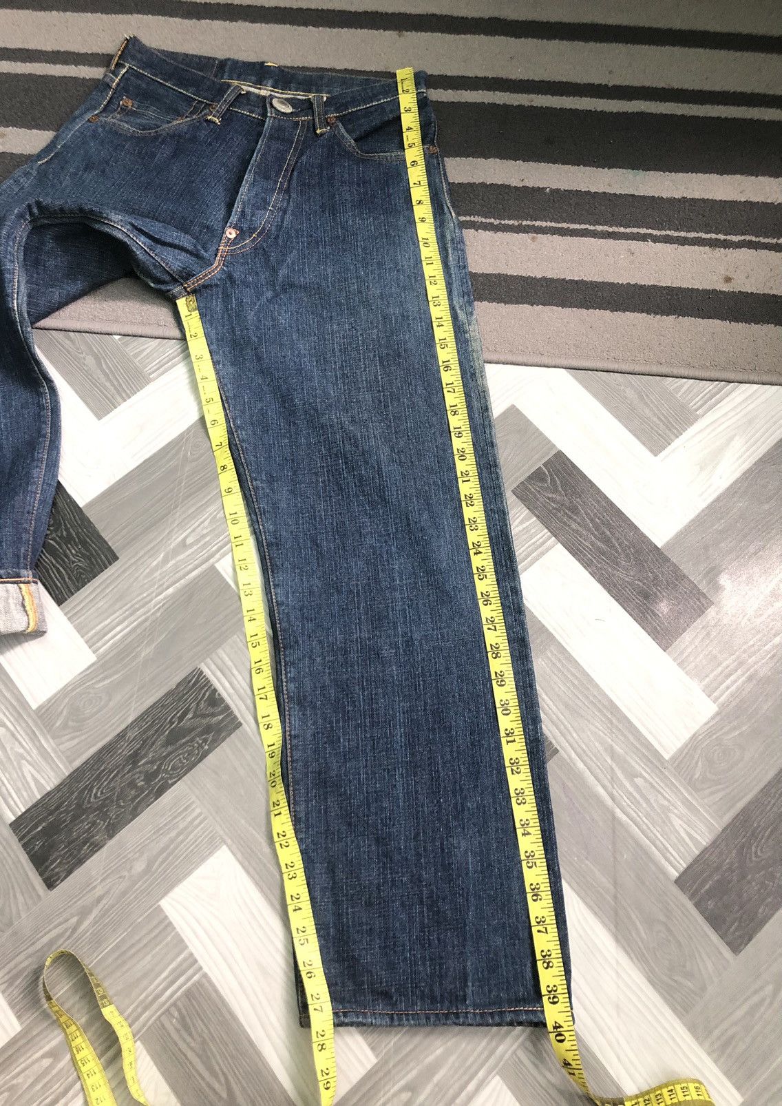 Evisu × Vintage RARE🔥VINTAGE EVISU PARIS SELVEDGE DISTRESSED DENIM Size US 30 / EU 46 - 14 Thumbnail