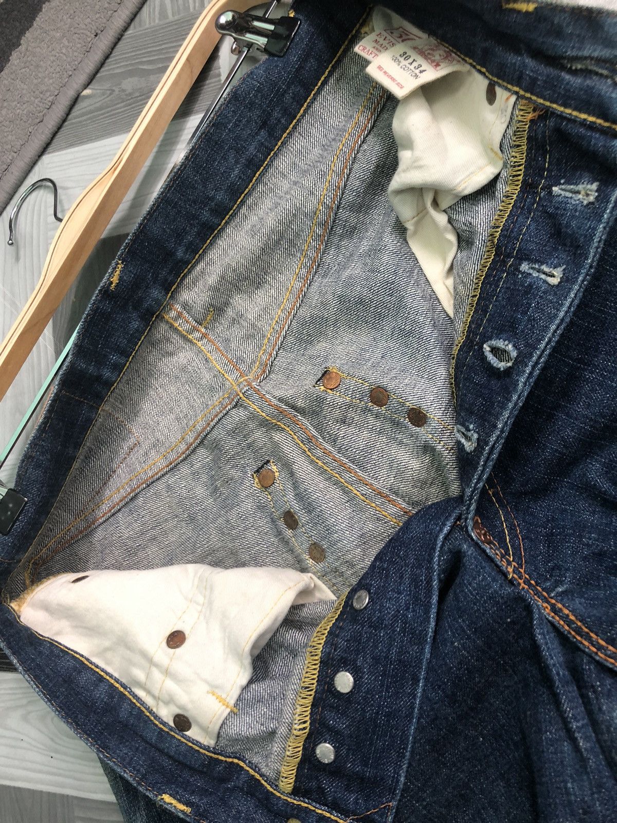 Evisu × Vintage RARE🔥VINTAGE EVISU PARIS SELVEDGE DISTRESSED DENIM Size US 30 / EU 46 - 9 Thumbnail