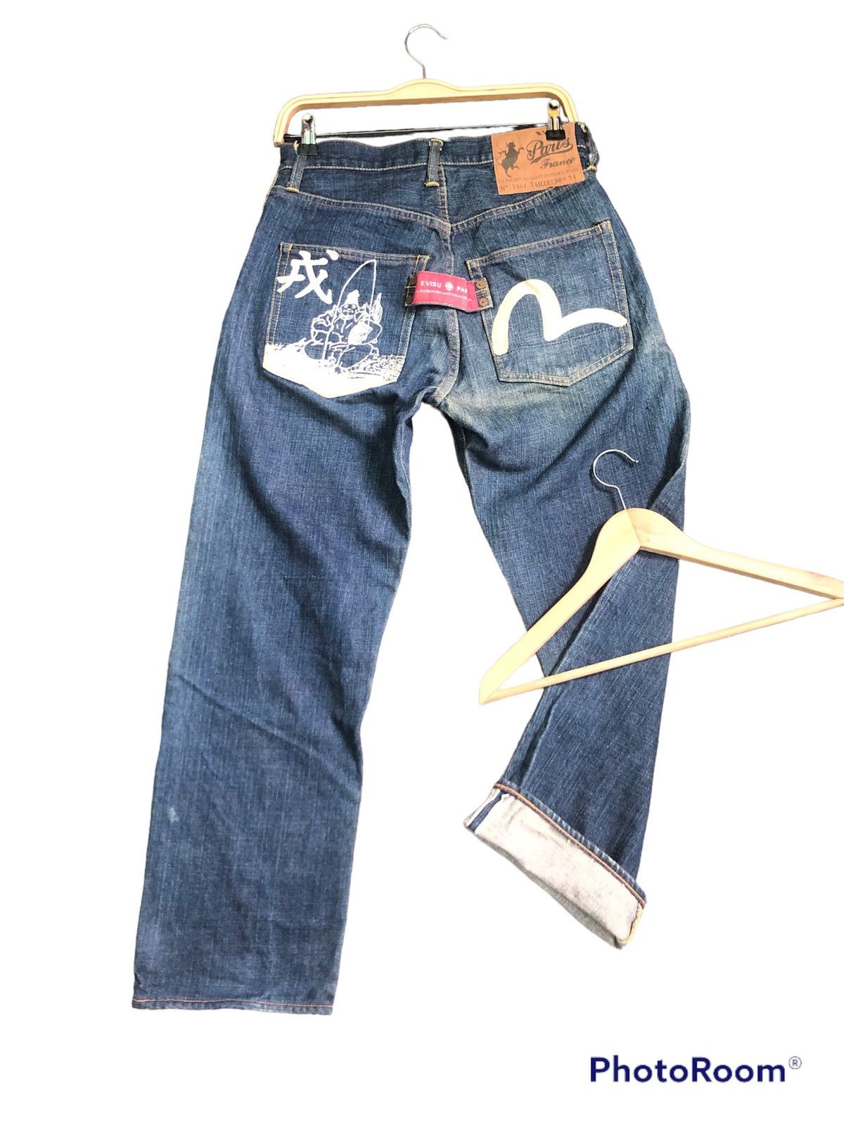 Evisu × Vintage RARE🔥VINTAGE EVISU PARIS SELVEDGE DISTRESSED DENIM Size US 30 / EU 46 - 1 Thumbnail