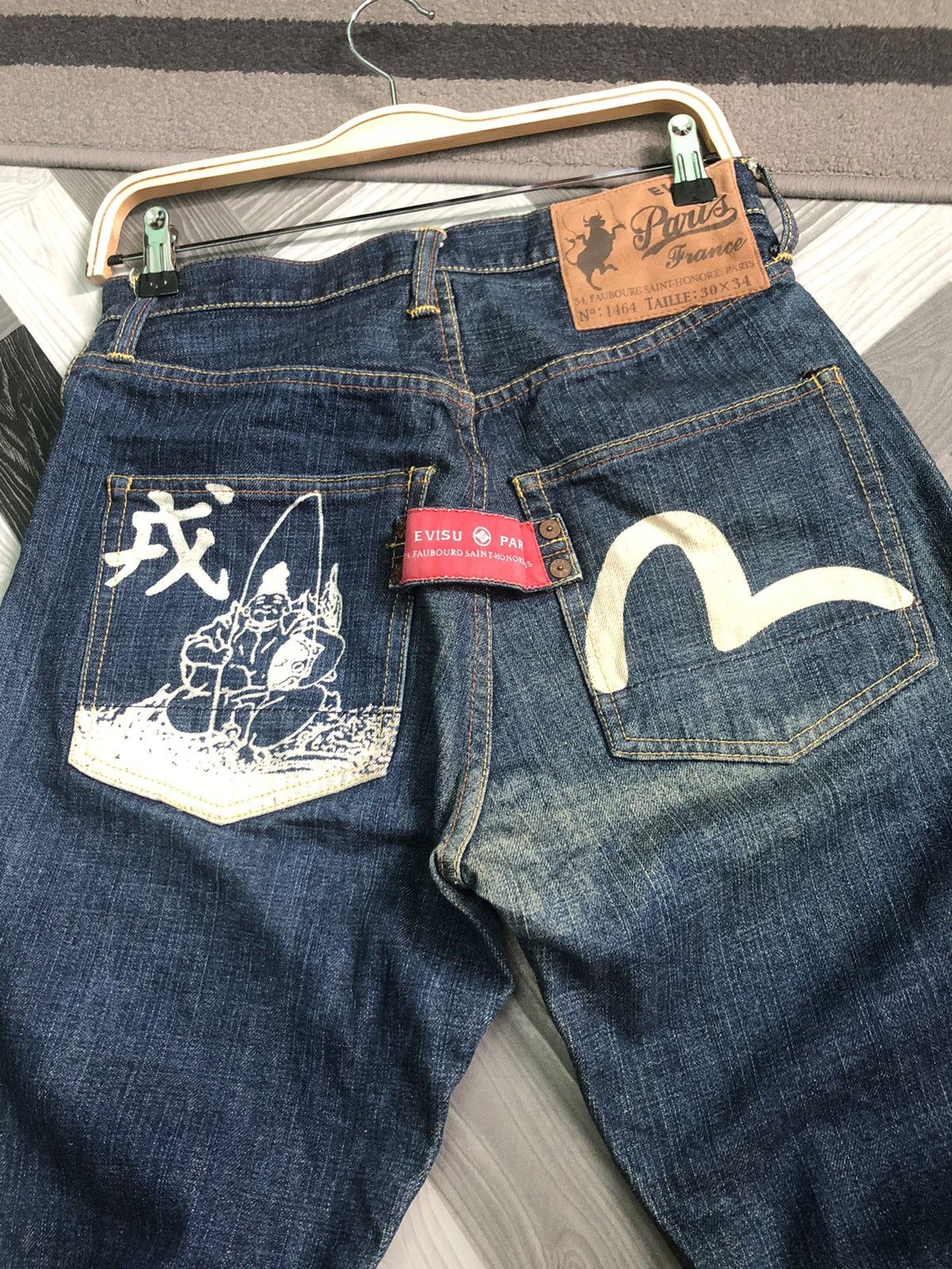 Evisu × Vintage RARE🔥VINTAGE EVISU PARIS SELVEDGE DISTRESSED DENIM Size US 30 / EU 46 - 11 Thumbnail