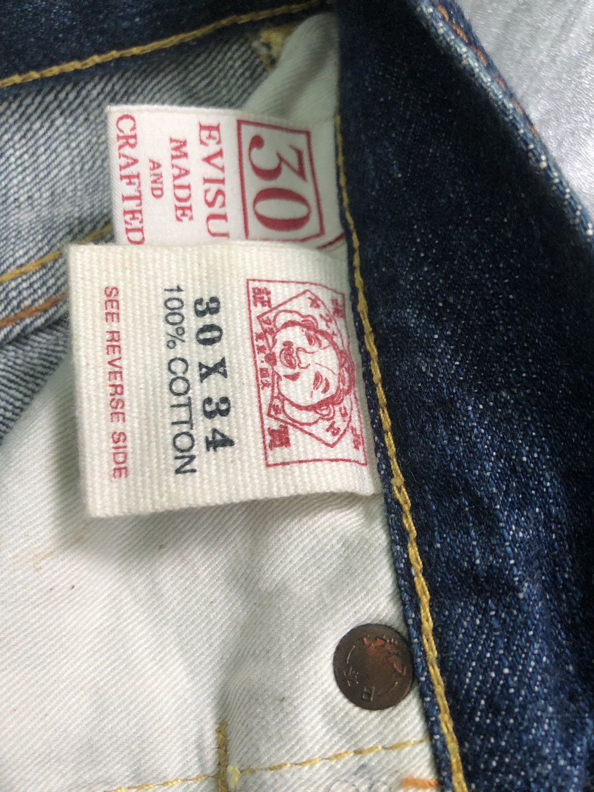 Evisu × Vintage RARE🔥VINTAGE EVISU PARIS SELVEDGE DISTRESSED DENIM Size US 30 / EU 46 - 6 Thumbnail