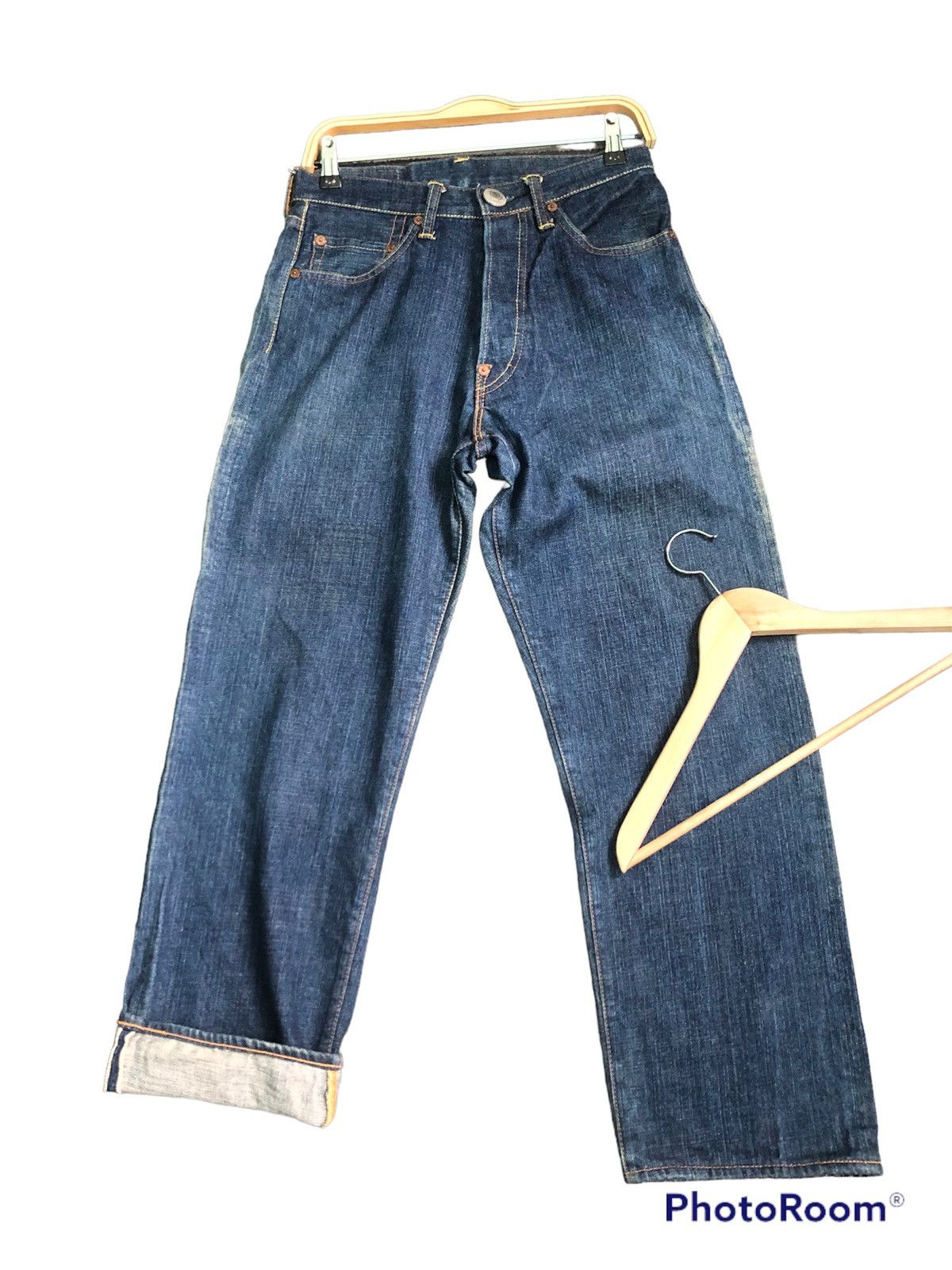 Evisu × Vintage RARE🔥VINTAGE EVISU PARIS SELVEDGE DISTRESSED DENIM Size US 30 / EU 46 - 2 Thumbnail