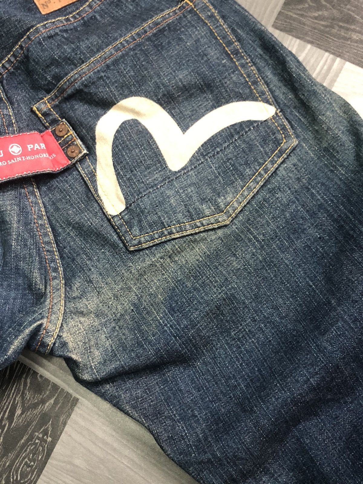 Evisu × Vintage RARE🔥VINTAGE EVISU PARIS SELVEDGE DISTRESSED DENIM Size US 30 / EU 46 - 10 Thumbnail