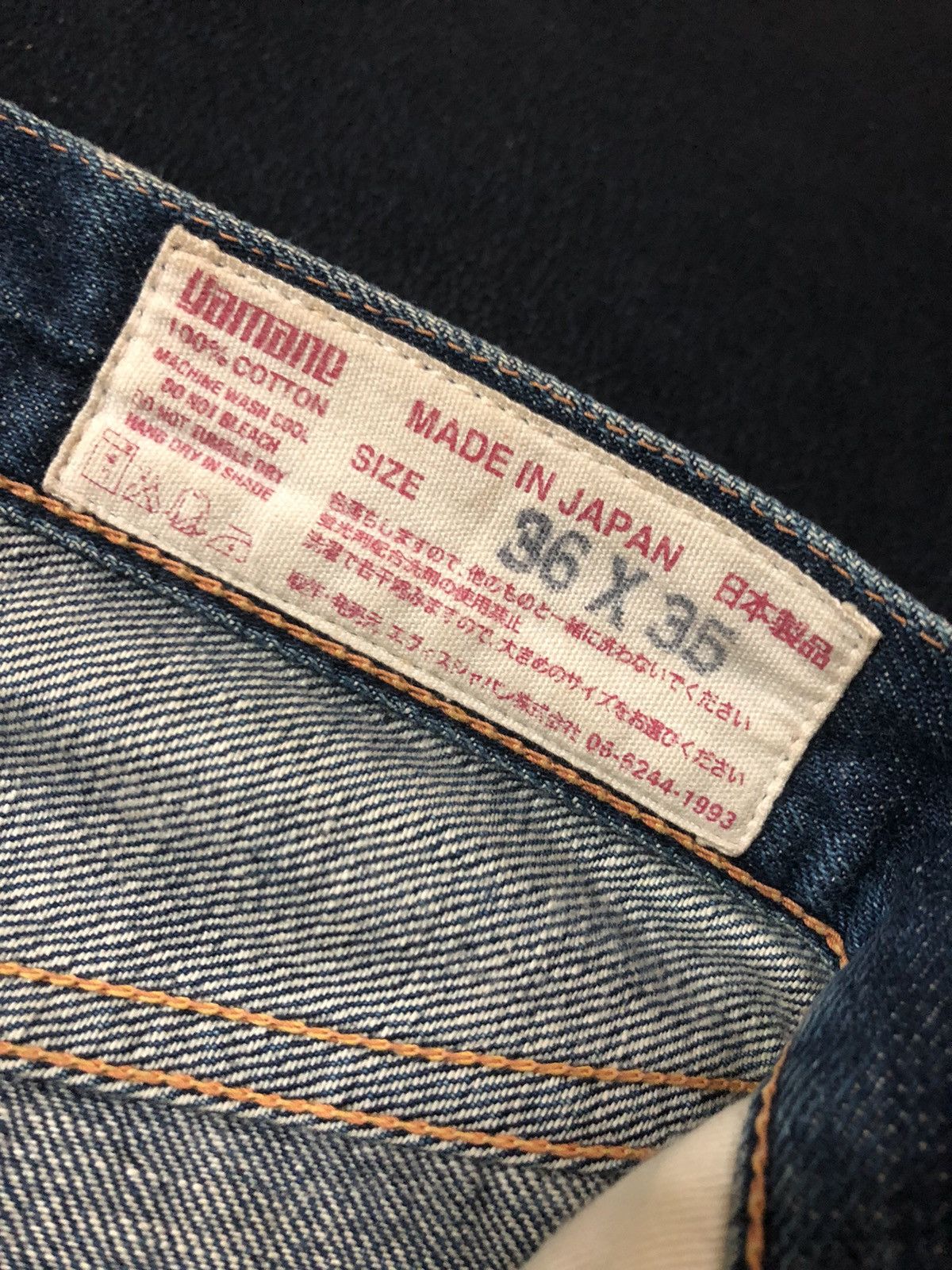 Evisu × Japanese Brand × Vintage VINTAGE EVISU YELLOW DAICOCK BUCKLE BACK DISTRESED SELVEDGE Size US 35 - 16 Thumbnail