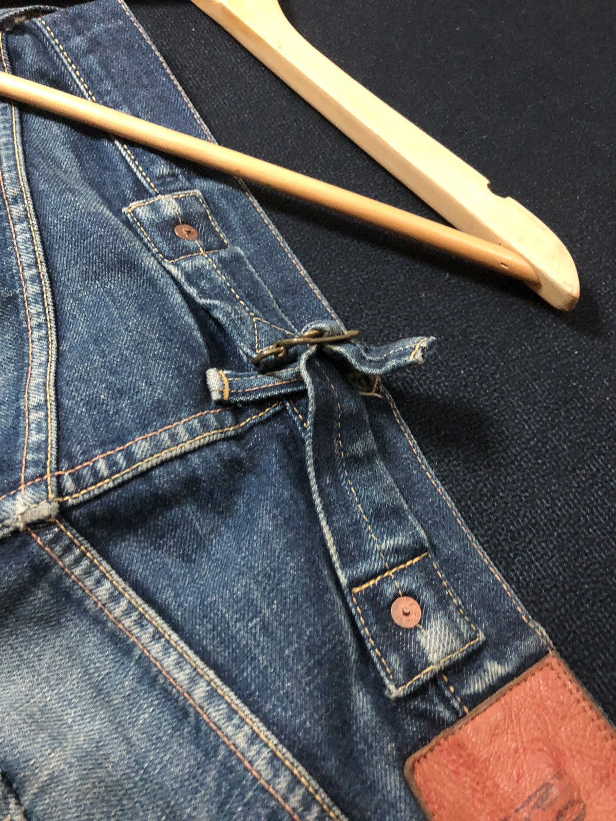 Evisu × Japanese Brand × Vintage VINTAGE EVISU YELLOW DAICOCK BUCKLE BACK DISTRESED SELVEDGE Size US 35 - 5 Thumbnail