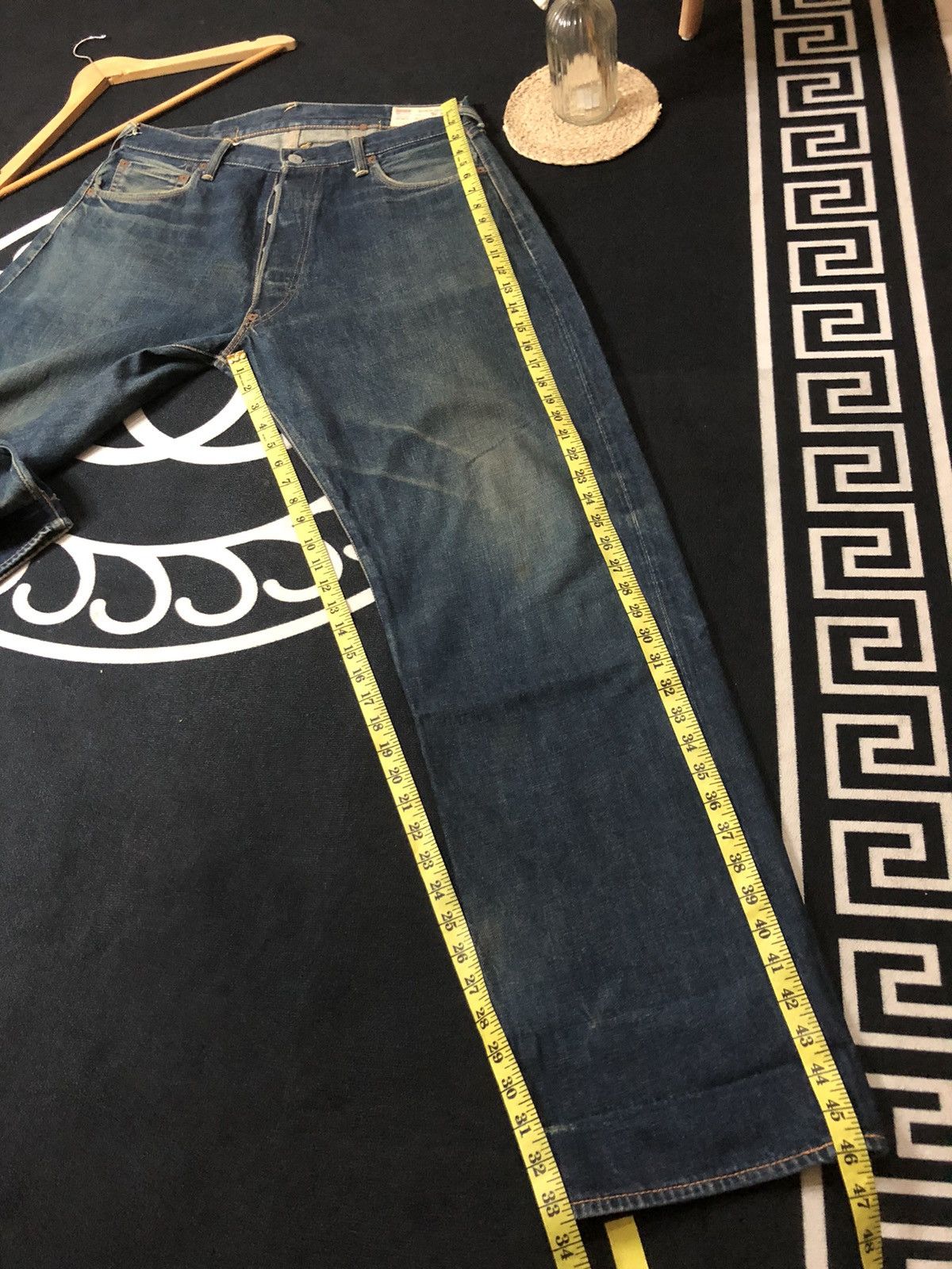 Evisu × Japanese Brand × Vintage VINTAGE EVISU YELLOW DAICOCK BUCKLE BACK DISTRESED SELVEDGE Size US 35 - 22 Thumbnail