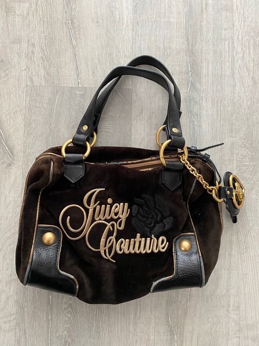 Juicy Couture, Bags, Juicy Couture Rare Speedy Satchel Crossbody Black  Embossed Bag