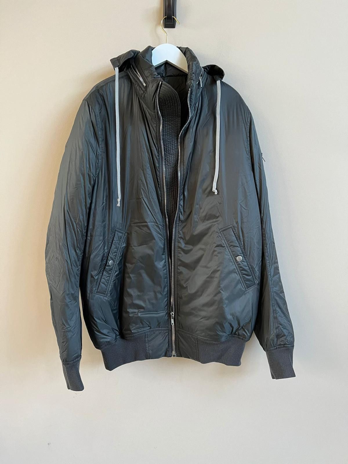 Rick Owens Down Zipped Hood Bomber Jacket in Dark Dust Size US M / EU 48-50 / 2 - 1 Thumbnail