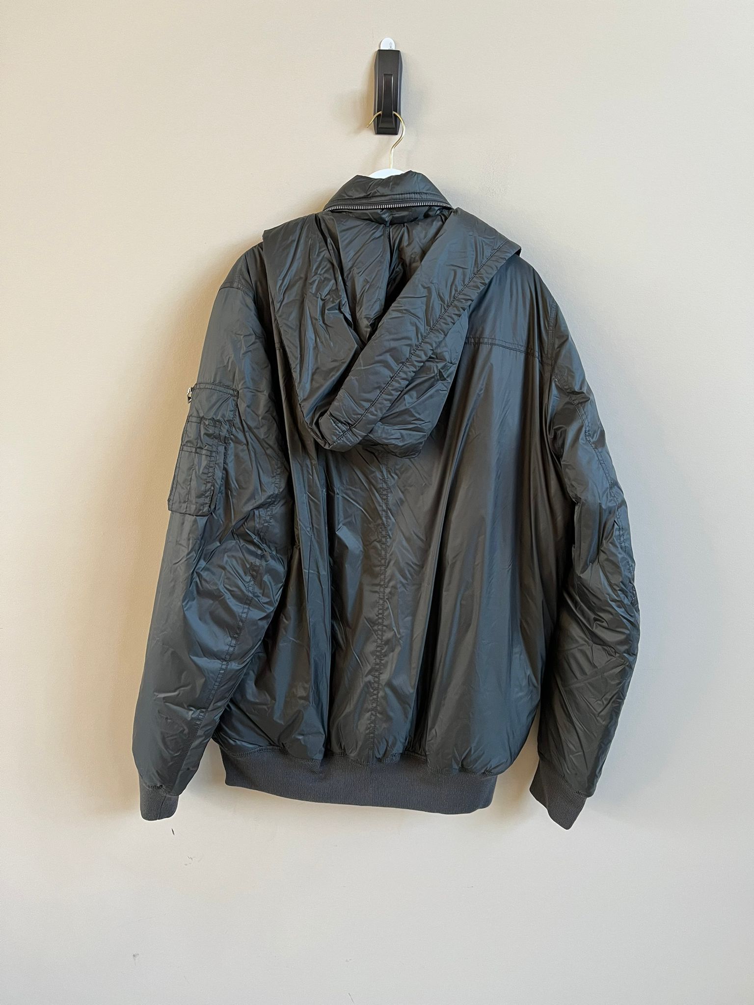 Rick Owens Down Zipped Hood Bomber Jacket in Dark Dust Size US M / EU 48-50 / 2 - 10 Thumbnail