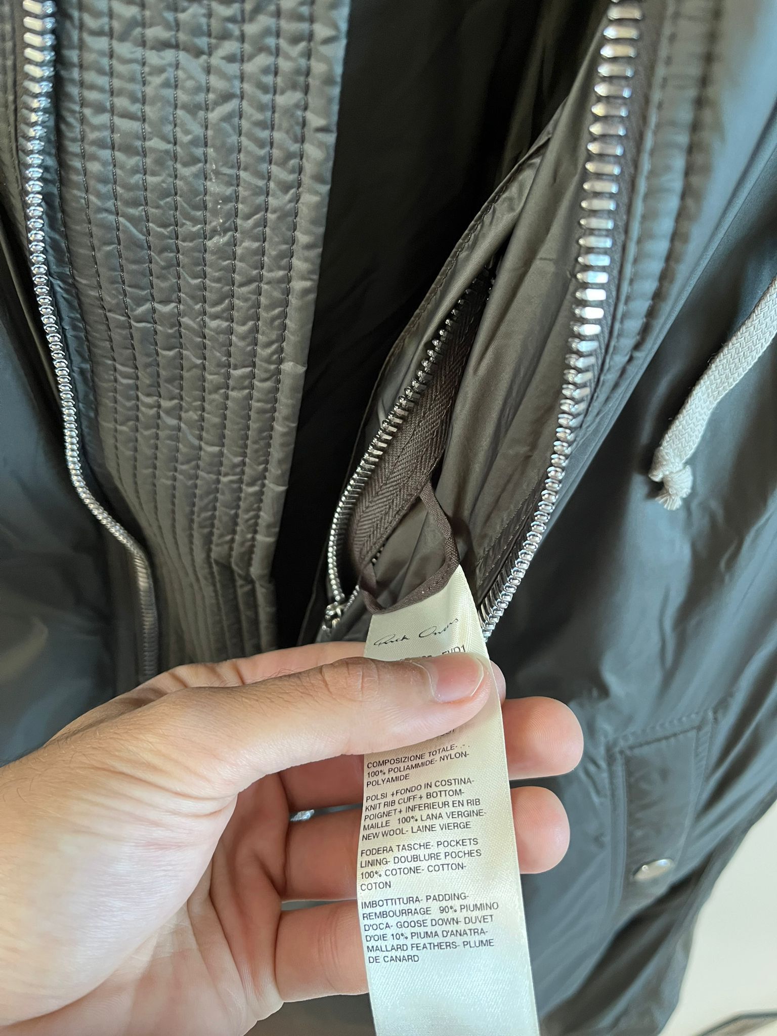 Rick Owens Down Zipped Hood Bomber Jacket in Dark Dust Size US M / EU 48-50 / 2 - 7 Thumbnail